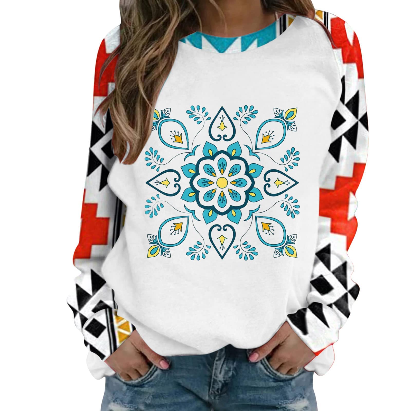 Women's Graphic Print Long Sleeve Sweatshirt Pullover - Casual Loose Fit Crewneck Top for Everyday Wear | Perfect for Fall, Winter & Layering Outfits