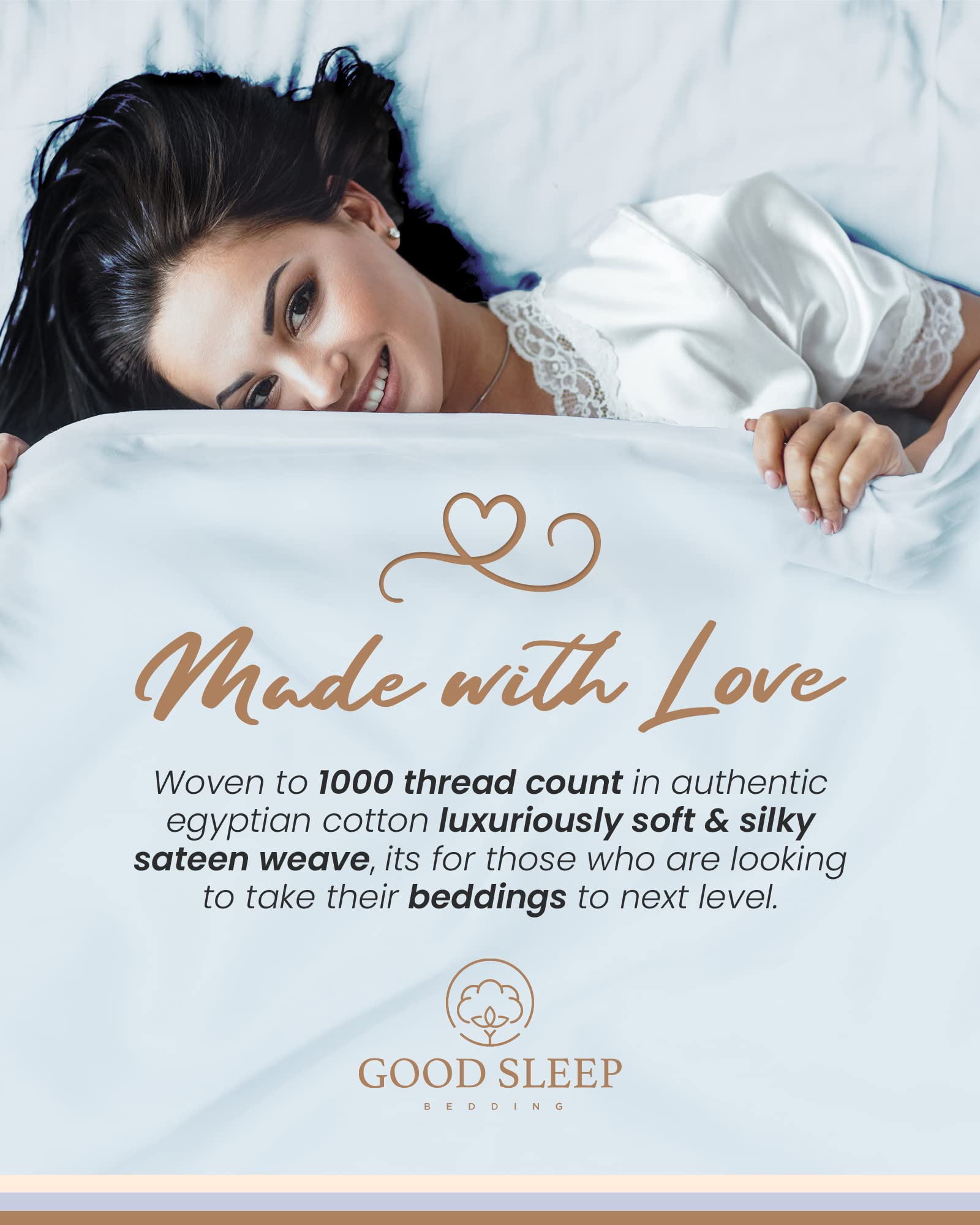 Premium Egyptian Cotton Twin XL Sheet Set - 1000 Thread Count, 3-Piece, Sateen Weave, Extra Deep 16