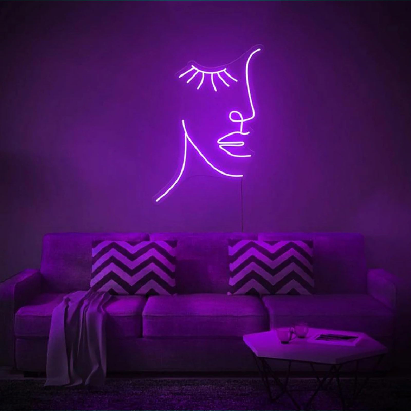 Stylish Lady Face LED Neon Sign - Aesthetic Wall Decor for Women, Girls Room & Party | Graphic Art Neon Lights for Living Room, Bedroom, Bar & Birthday Decorations | Perfect for Home, Office & Event Lighting