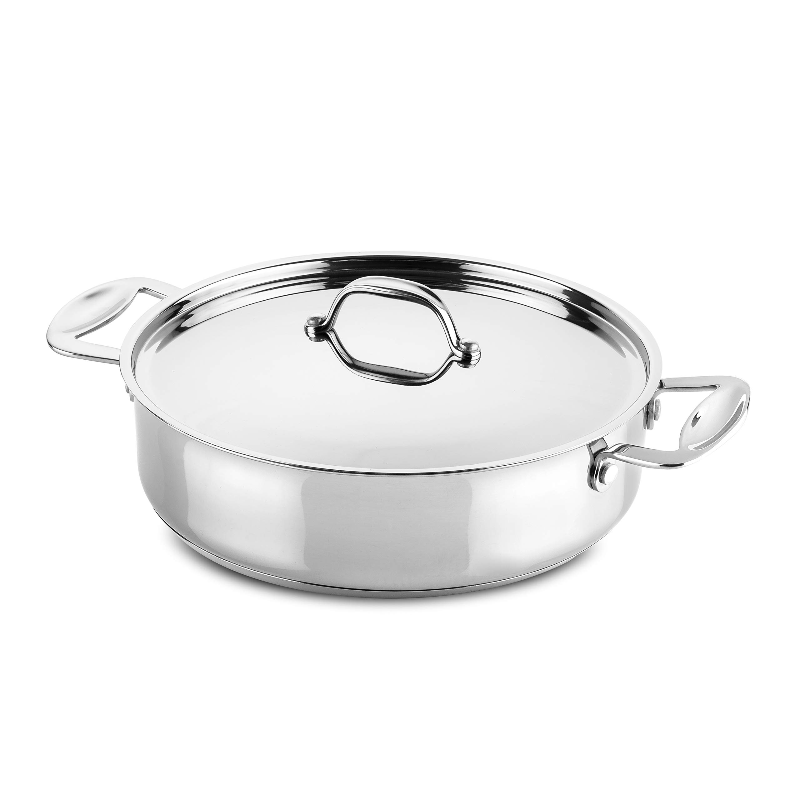 Premium MEPRA 26cm Stainless Steel Stir-Fry Pan with Handle - Nonstick Glamour Stone Casserole for Professional Cooking | Perfect for Sautéing, Frying & Serving Dishes at Home or Restaurant