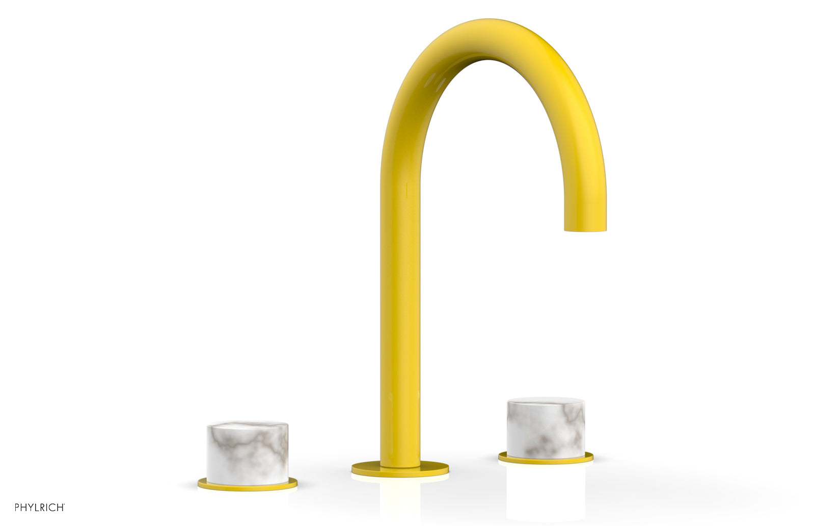 BASIC II Widespread Bathroom Faucet with White Marble Handles - 8 Inch Centerset, Brushed Nickel Finish for Modern Vanity Sinks (Model 230-03) - Perfect for Guest Bathrooms and Powder Rooms