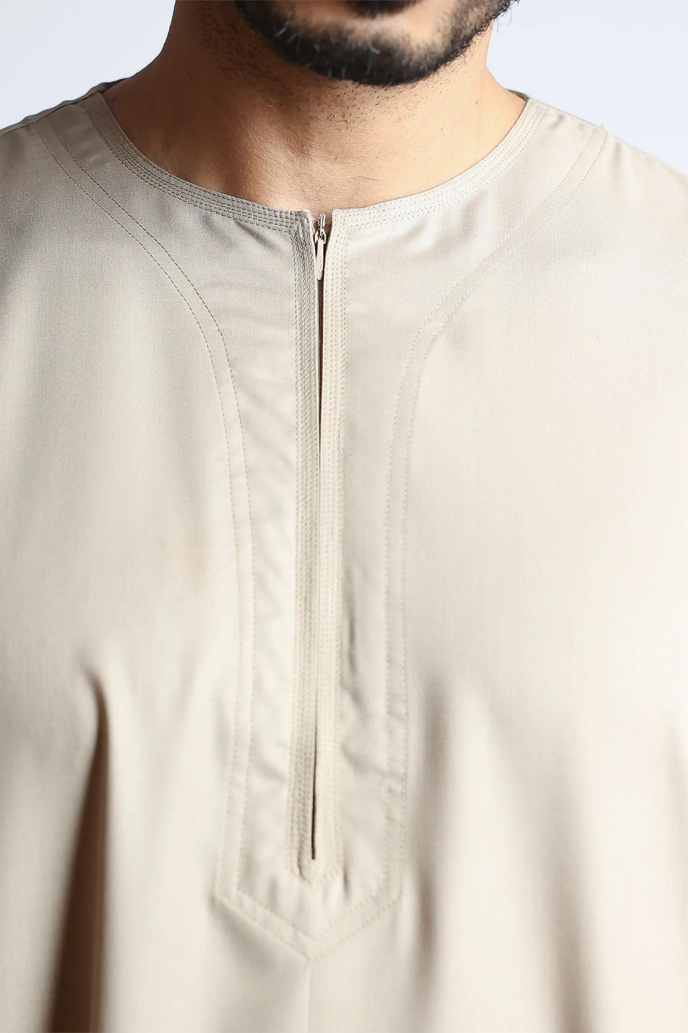 J152 Dust Storm Half Sleeve Thobe for Men - Lightweight Islamic Robe with Breathable Fabric - Perfect for Prayer, Eid, and Casual Wear