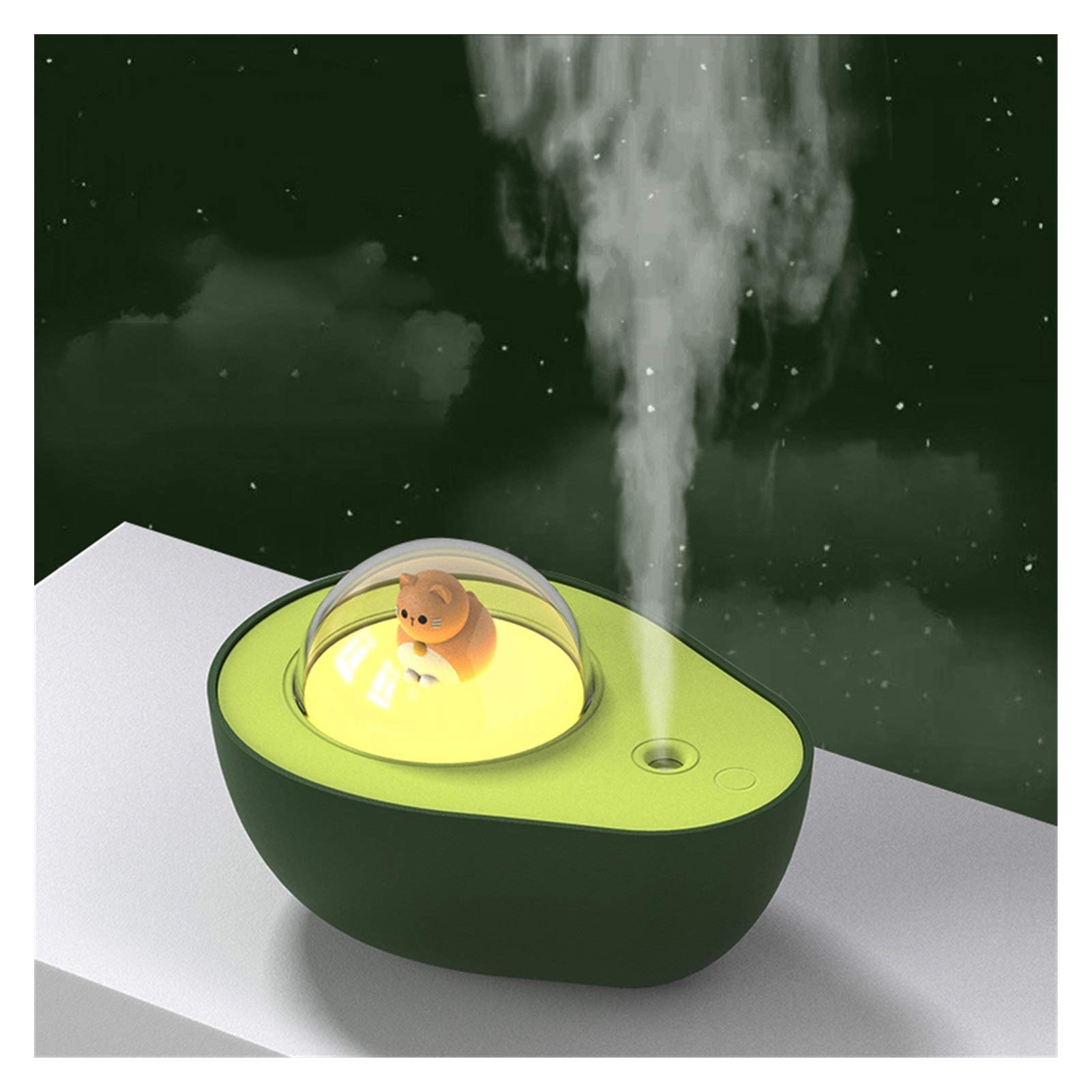 DLRBWAN Avocado-Shaped Air Humidifier with Night Light - Portable USB Rechargeable Desktop Humidifier for Home, Office, Nursery | Perfect for Dry Air Relief, Aromatherapy & Decorative Lighting