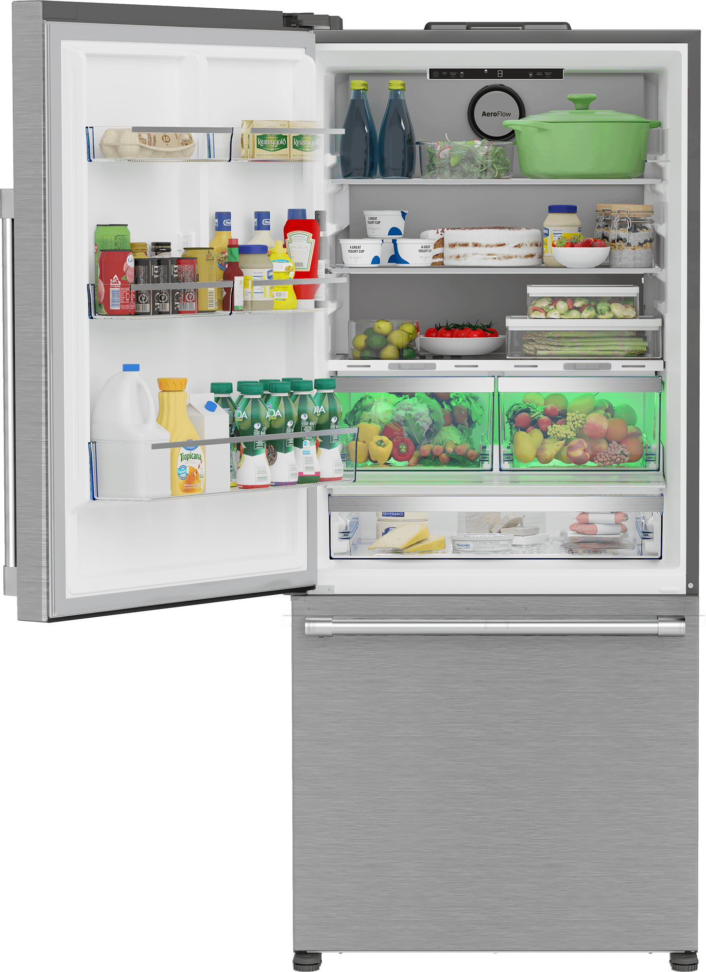 Beko BFBD30216SSL 30-Inch Bottom Freezer Refrigerator with HarvestFresh Technology - Energy Efficient Stainless Steel Fridge for Kitchen, Home, and Office Use