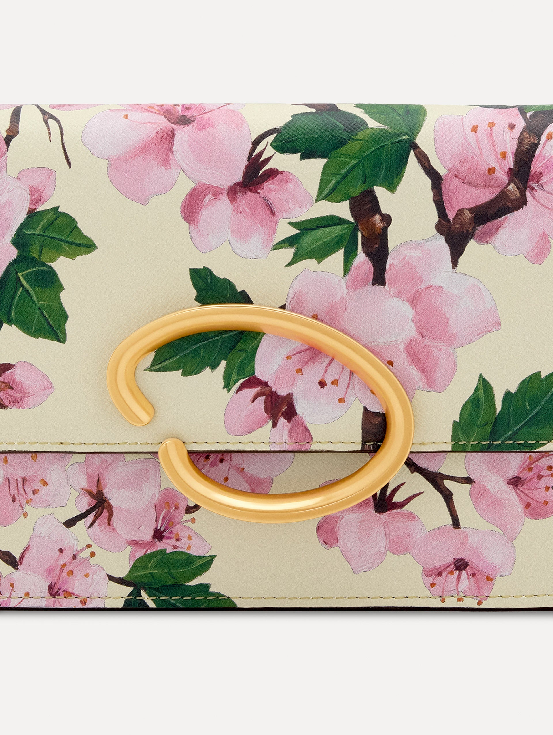 Cherry Blossom Printed O Pochette Handbag - Elegant Floral Crossbody Bag for Women | Perfect for Spring Outfits, Weddings & Date Nights