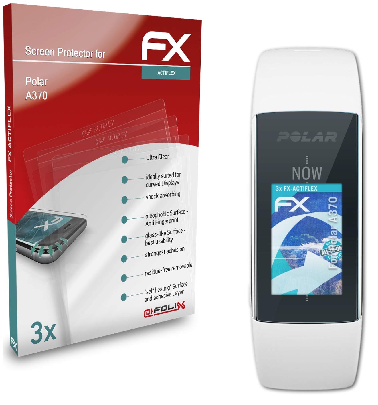 Polar A370 Screen Protector - Ultra Clear & Flexible FX Protection Film (3-Pack) for Fitness Trackers & Smartwatches