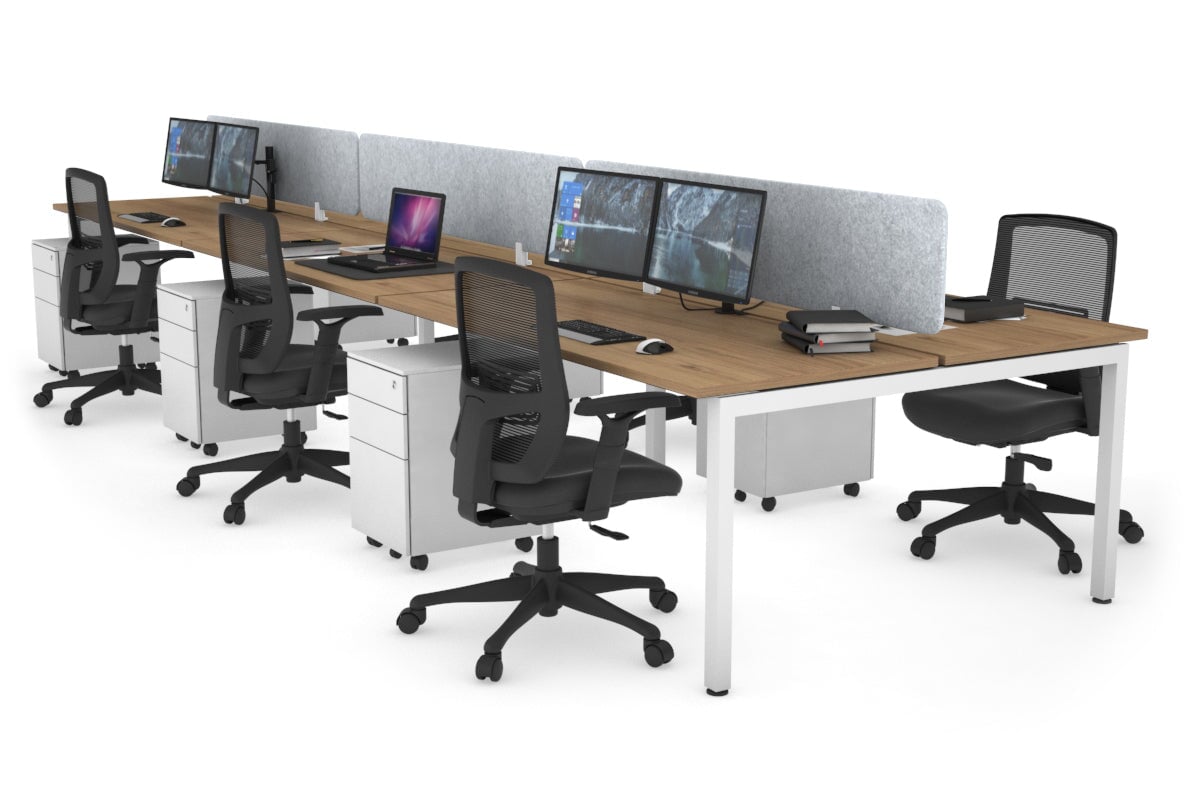 Quadro Square Legs 6-Person Office Workstation Desk [1600L x 700W] - Perfect for Team Collaboration & Open Office Spaces