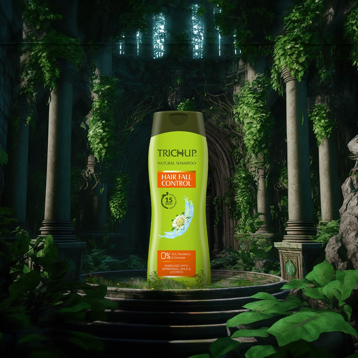 Trichup Hair Fall Control Natural Shampoo with Amla, Licorice & Bhringaraj - Reduces Hair Loss & Thinning - 400ml - For Daily Hair Care & Scalp Nourishment