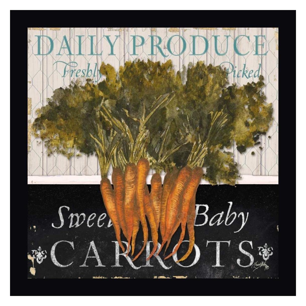 Vegetable Farm Fresh II by Elizabeth Medley - 30x30 Inch Framed Canvas Wall Art - Modern Black Frame - Ready to Hang - Perfect for Kitchen Decor, Dining Room, Farmhouse Style Home