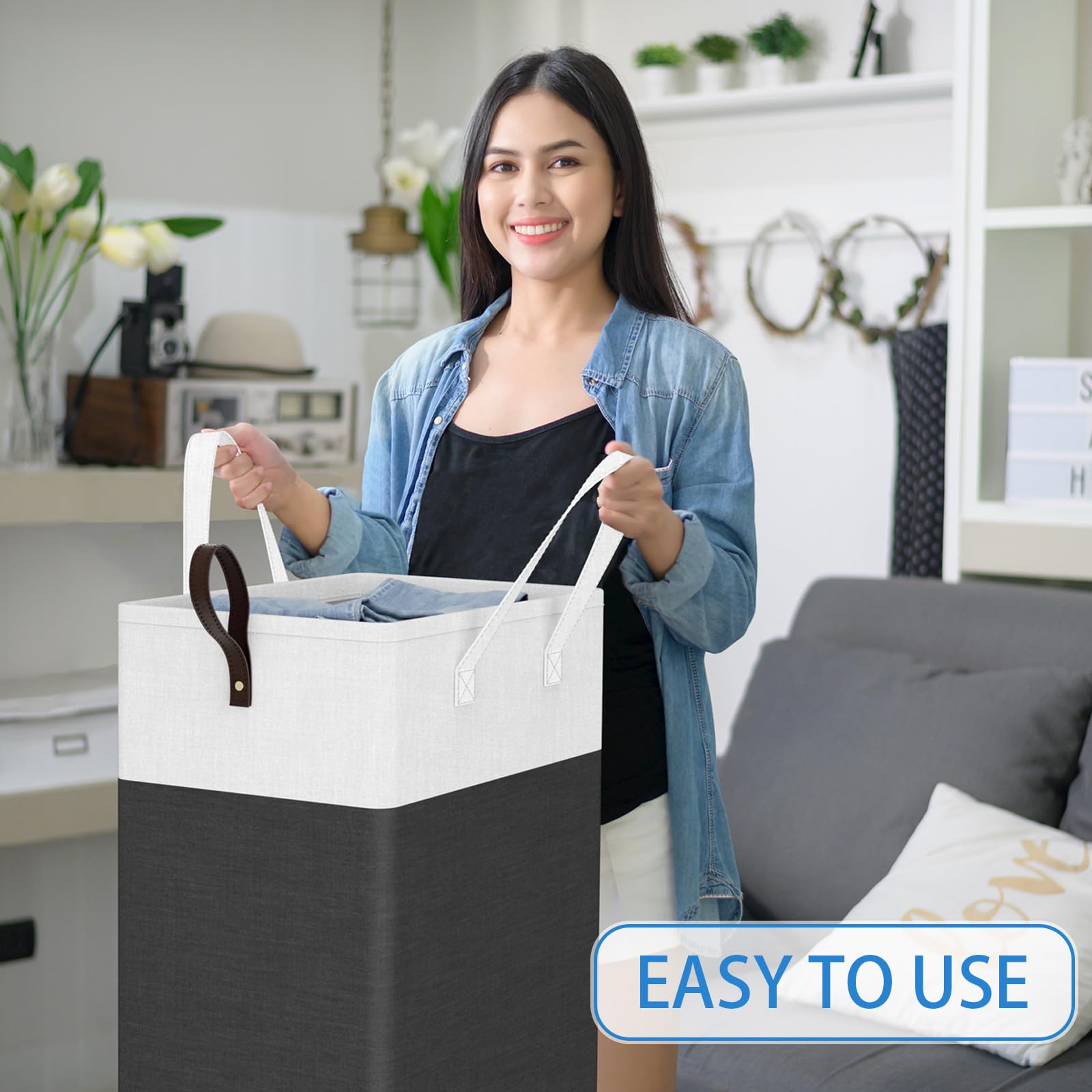 75L Rolling Laundry Basket with Wheels - Collapsible & Waterproof Mobile Clothes Hamper with Handles - Foldable Storage Bin for Laundry Room, Bedroom, Bathroom & Dorm - Perfect for Small Spaces & College Students (Gray)