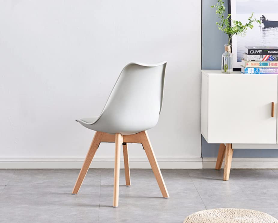 4-Piece Scandinavian Modern Dining Chair Set with Cushion - PU Shell Accent Chairs for Living Room, Bedroom & Kitchen - Mid-Century Upholstered Side Chairs (White) - Perfect for Small Spaces & Contemporary Home Decor