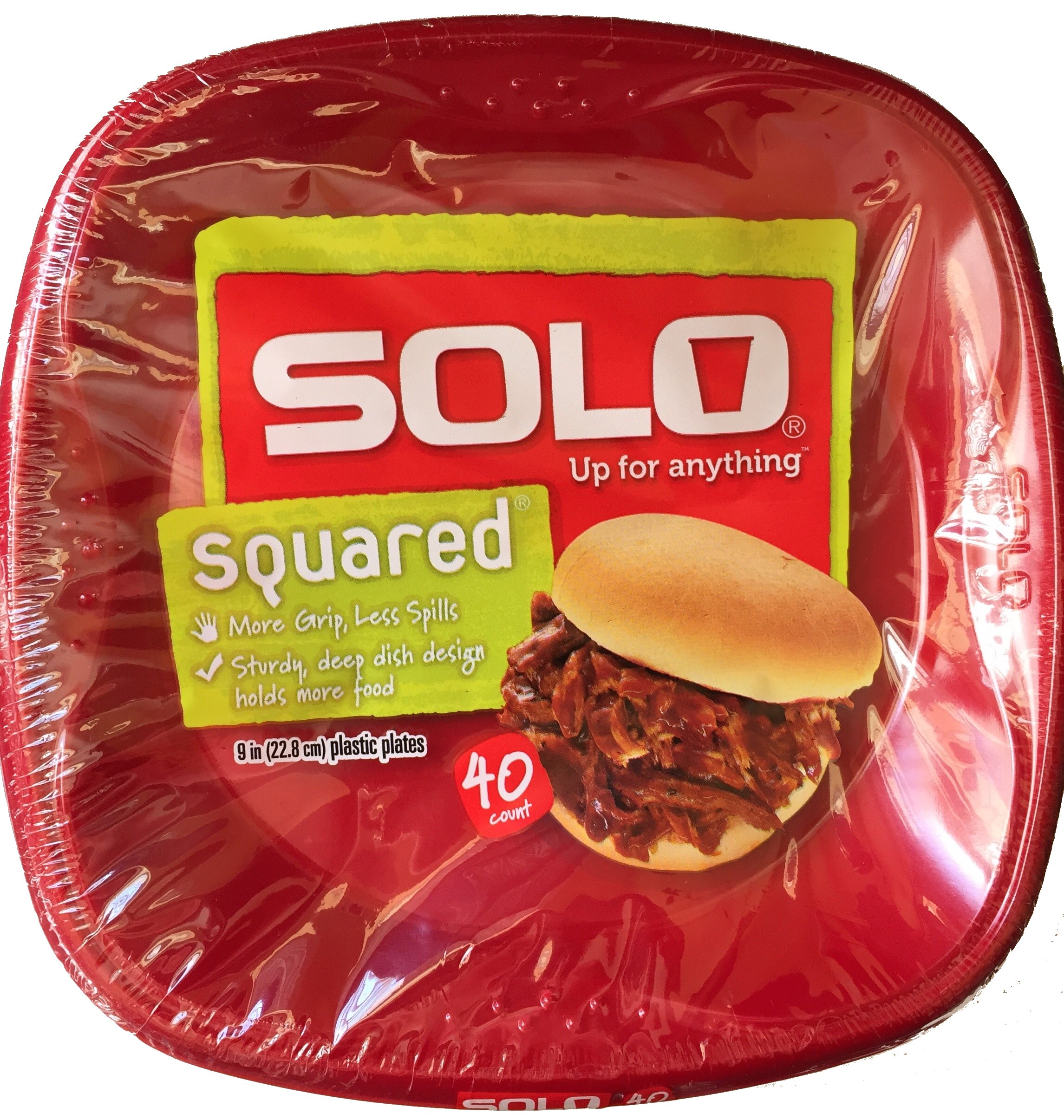 Solo Squared 9-Inch Red Plastic Plates - Durable Disposable Dinner Plates for Parties, BBQs, Picnics & Outdoor Events
