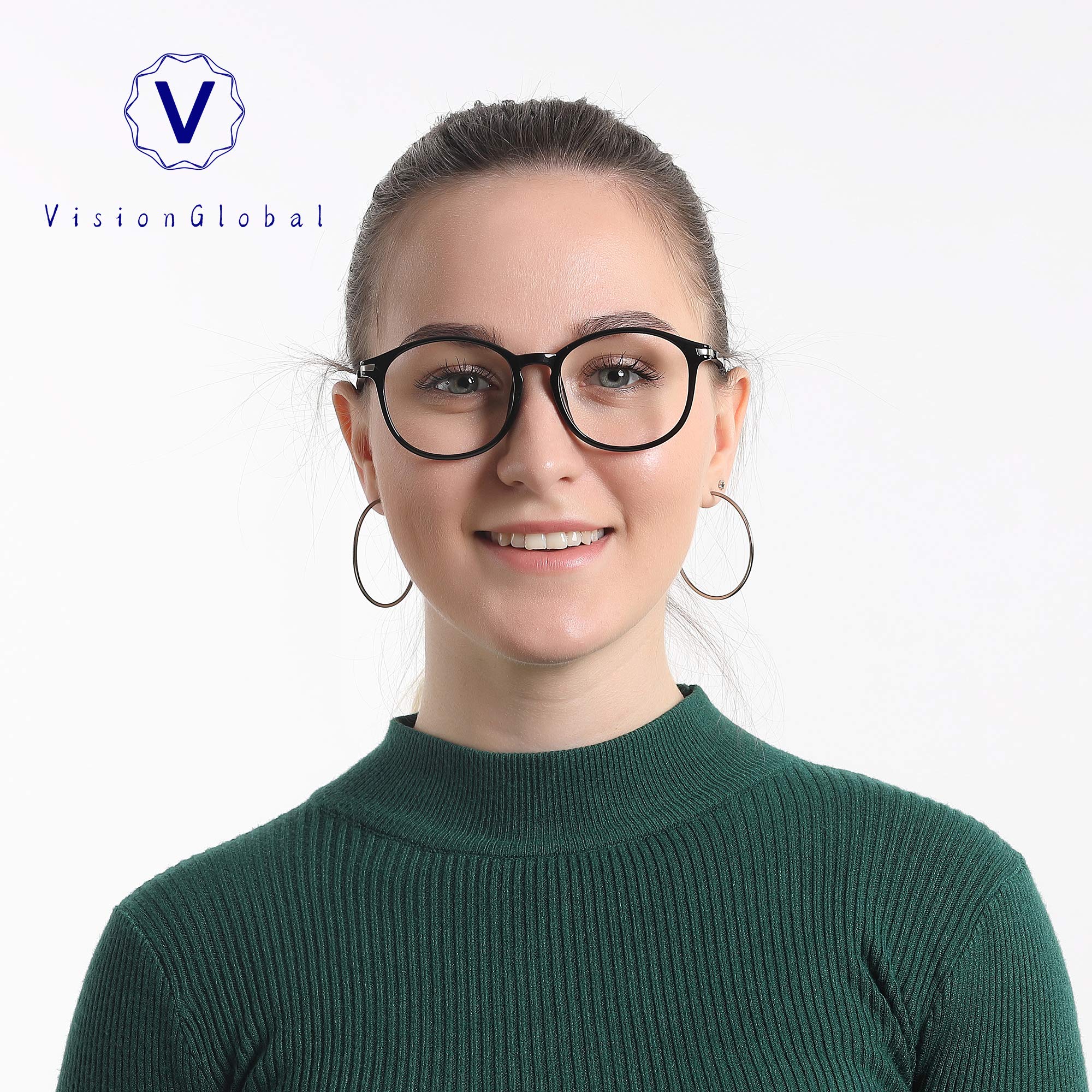 VisionGlobal Blue Light Blocking Glasses for Women & Men - Anti-Eyestrain Computer & Reading Glasses with Stylish Oval Frame - Perfect for Office Work, Gaming & Screen Time
