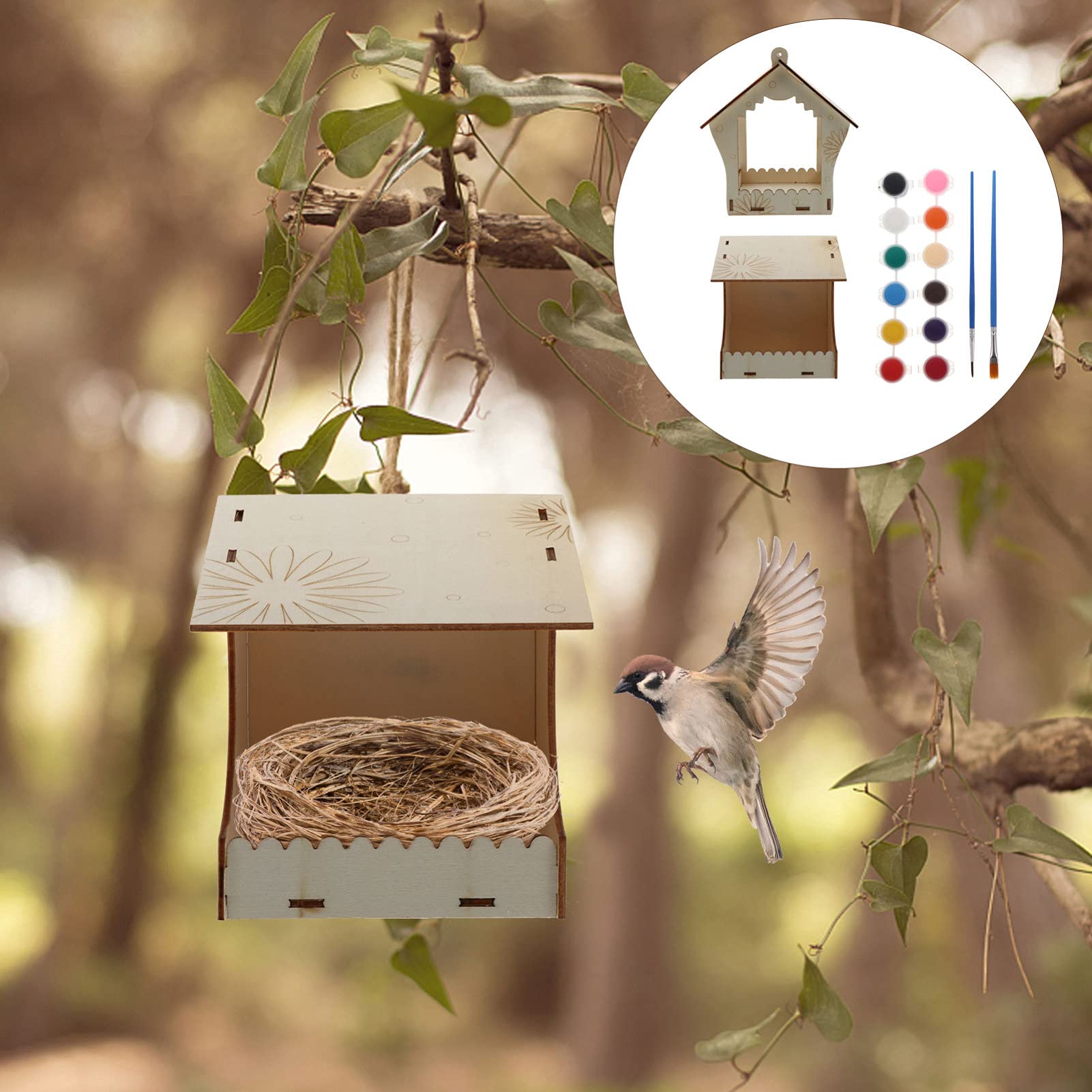 Hemoton 2 Pack Bird Feeder with Seed Dispenser - Durable Outdoor Hanging Bird Feeders for Wild Birds, Squirrel Proof Design - Perfect for Garden, Yard, Patio & Backyard Bird Watching