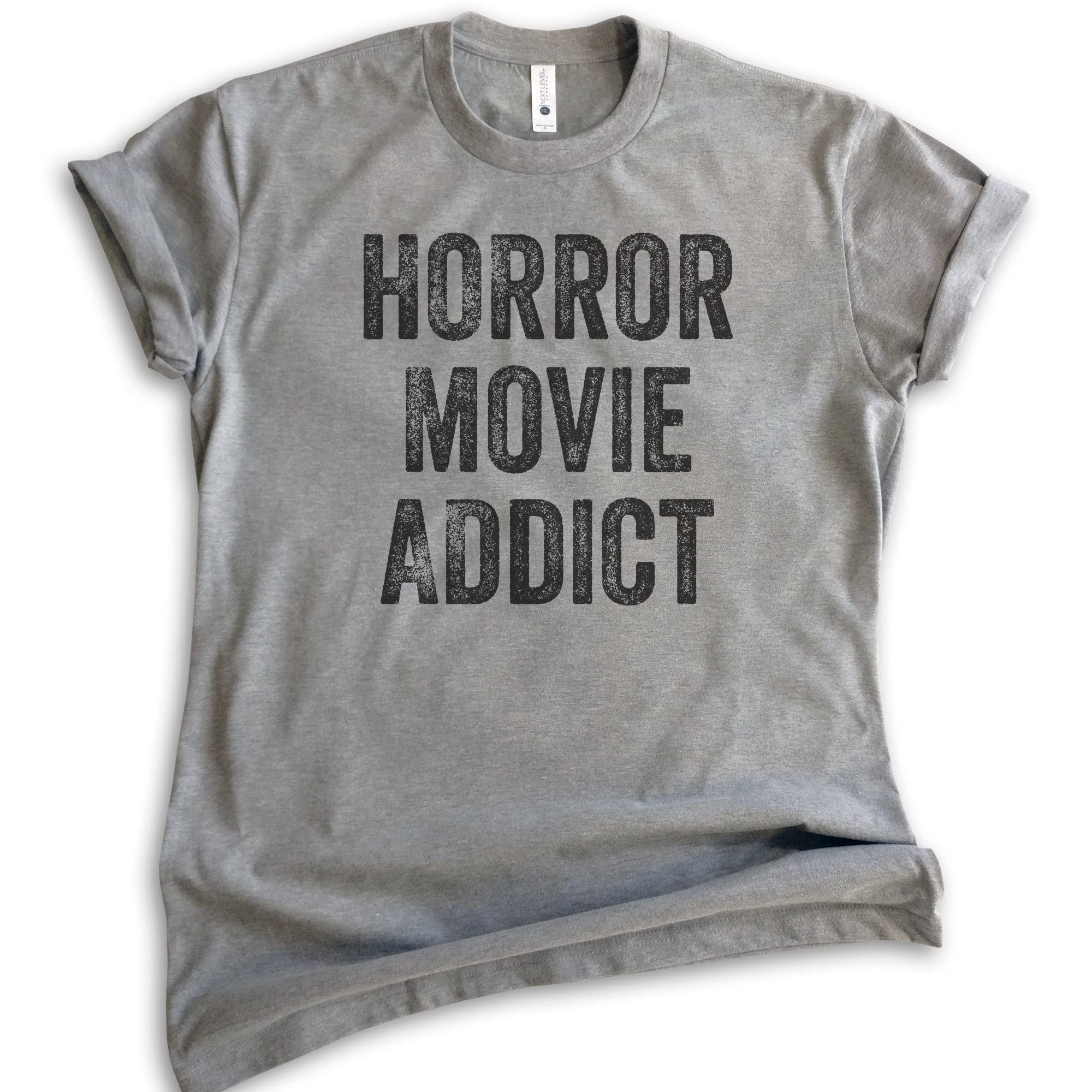 Horror Movie Addict T-Shirt - Unisex Halloween Graphic Tee for Men & Women - Scary Film Fan Shirt - Perfect for Halloween Costumes, Horror Conventions & Movie Nights