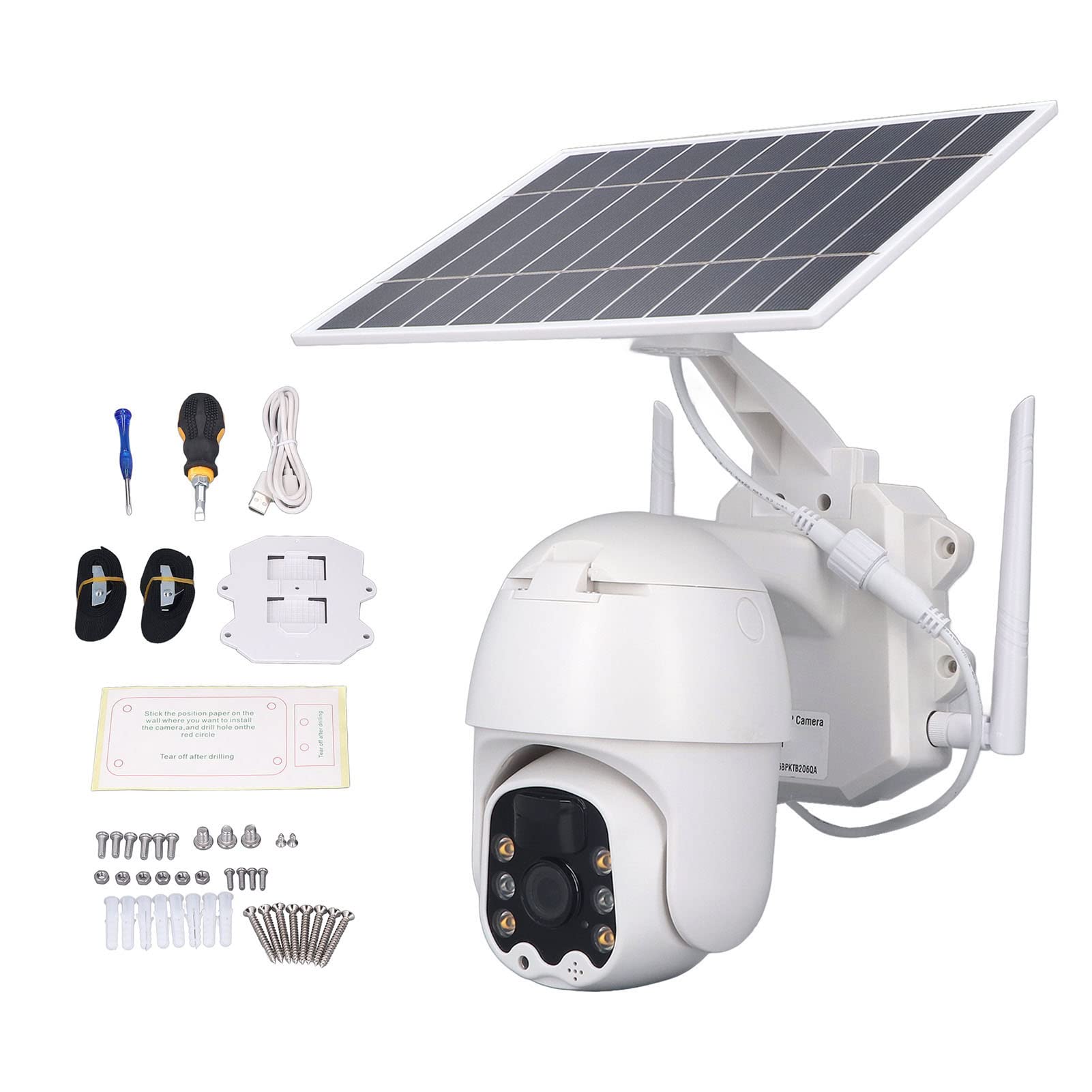 Glomora 3MP Solar Powered Outdoor Security Camera - 1080P HD, 360° View, PIR Motion Detection, 2.4GHz WiFi - Ideal for Home, Garage, Yard & Business Surveillance