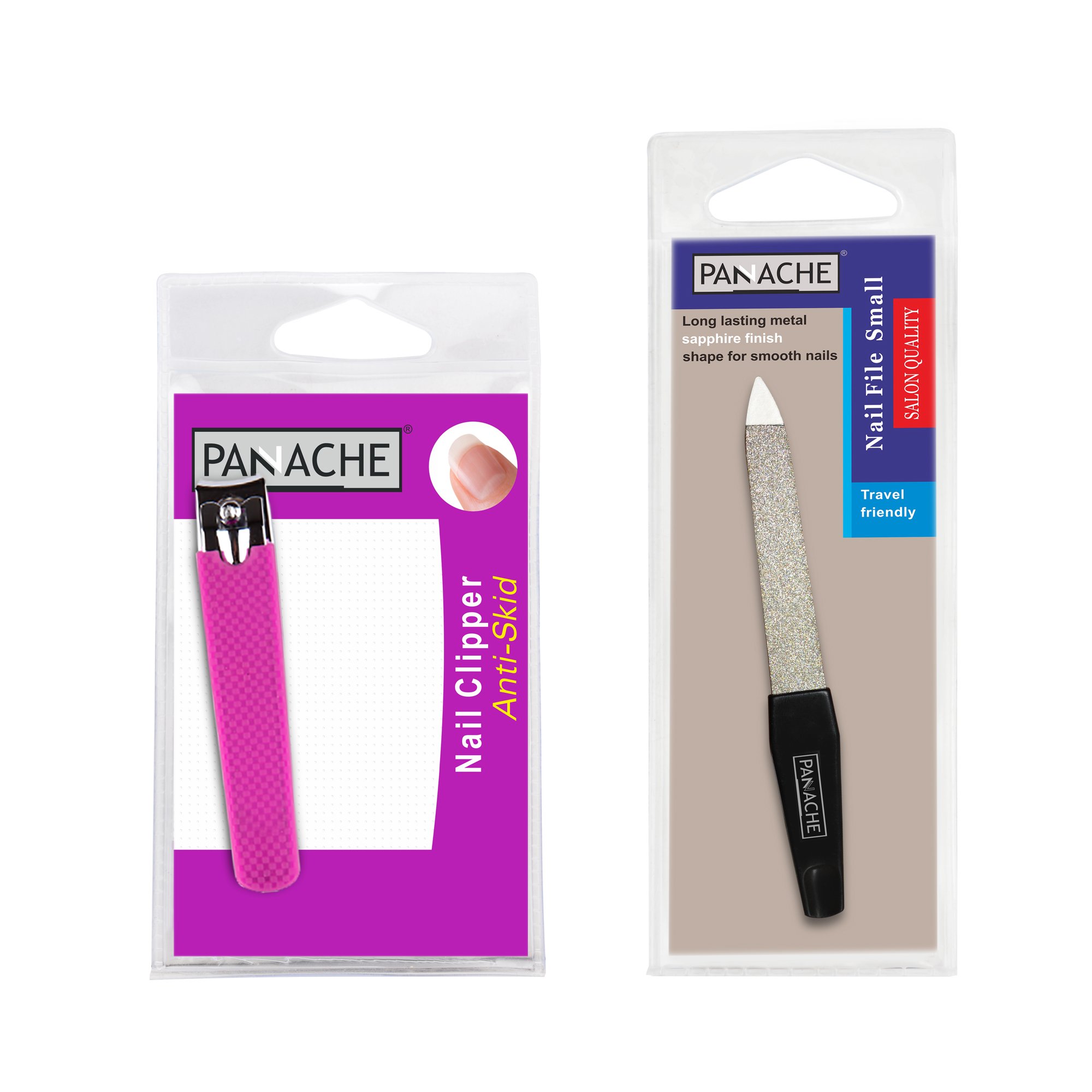 Panache Anti-Slip Nail Clipper & Nail File Set - Professional Stainless Steel Nail Care Kit for Men & Women - Perfect for Travel, Home, and Salon Use
