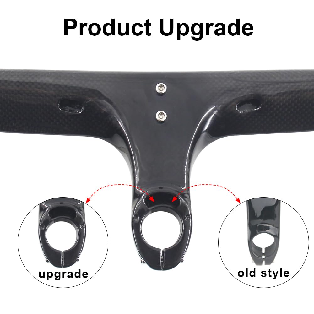 RXL SL Carbon Fiber Road Bike Handlebars with Integrated Stem - 3K Glossy/Matte Drop Bars 400/420/440mm - 1-1/8