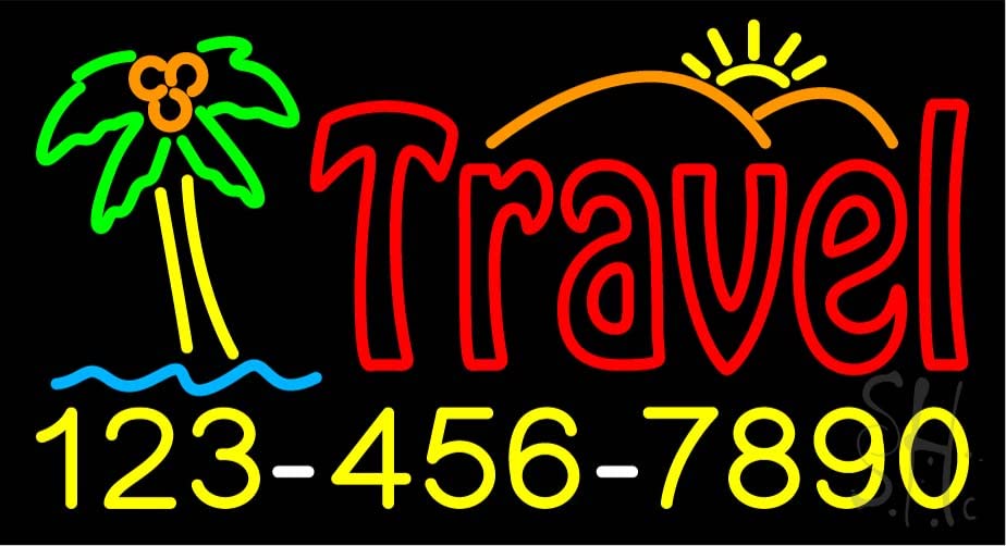 13 x 24 Inches Black Square Cut Acrylic LED Neon Sign with Dimmer - Bright Premium Indoor Travel Themed Light for Travel Agencies, Offices & Home Decor - Perfect for Wall Art, Business Promotion & Gift Giving