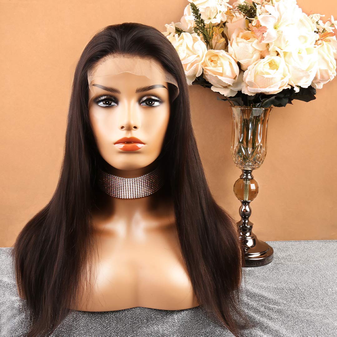 Bella Hair 150% Density Straight Full Lace Human Hair Wig - Pre Plucked Natural Hairline & Bleached Knots - Remy Virgin Hair Lace Front Wig with Baby Hair for Black Women (22 Inches) - Perfect for Daily Wear, Parties, Weddings & Special Occasions