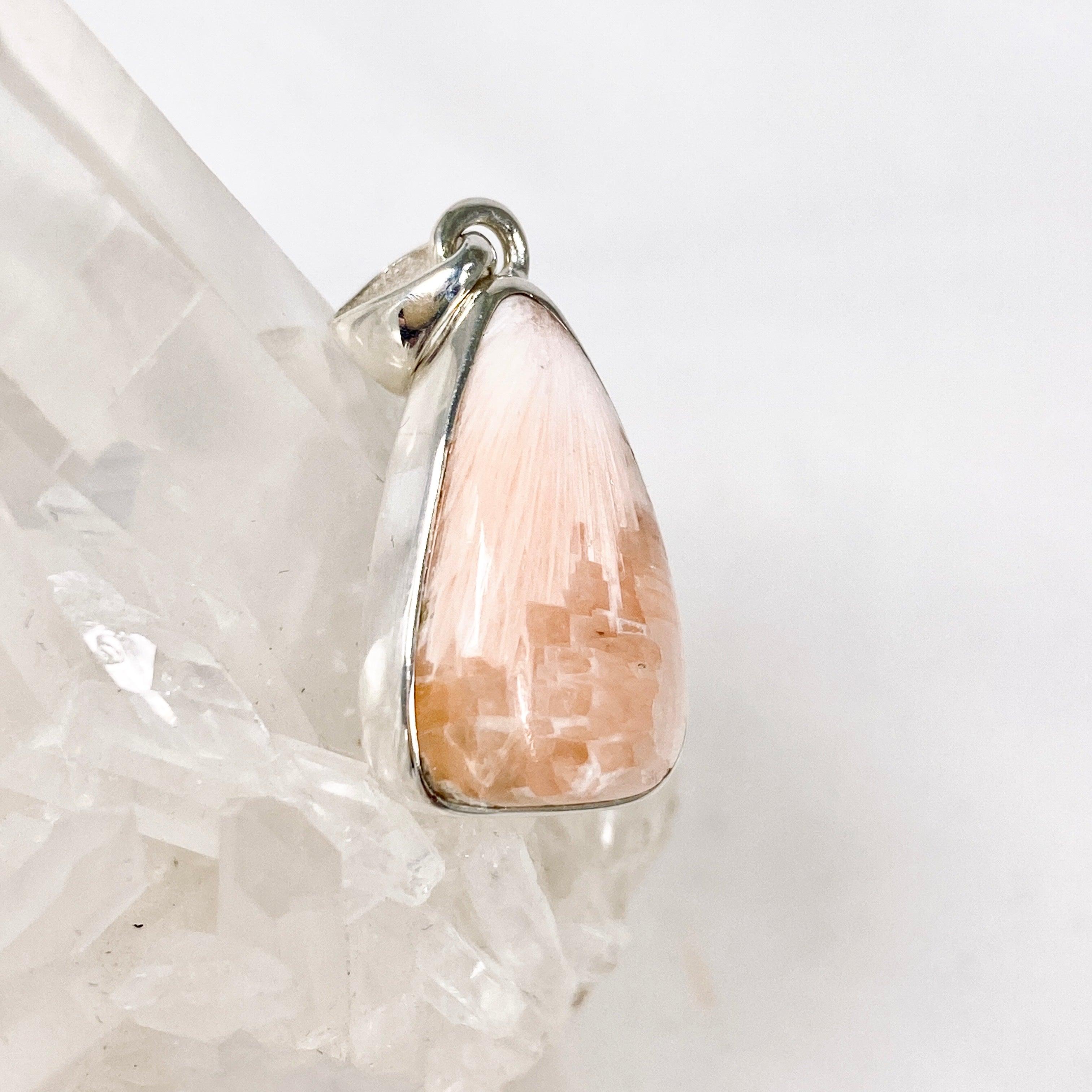 Natural Scolecite Teardrop Pendant Necklace - Healing Crystal Jewelry KPGJ3810 for Meditation, Energy Balancing & Spiritual Gifts