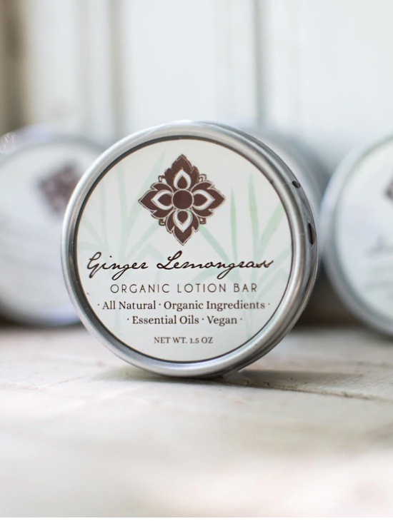 Organic Ginger Lemongrass Lotion Bar for Dry Skin - Natural Moisturizer for Hands, Body & Feet - Perfect for Travel, Gym & Daily Hydration