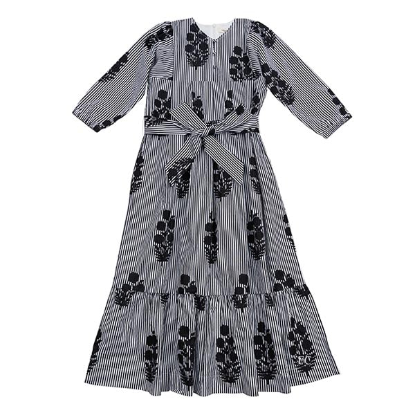 Alexandre Laurent Black Floral Pinstripe Dress - Elegant Women's Party & Evening Gown for Special Occasions