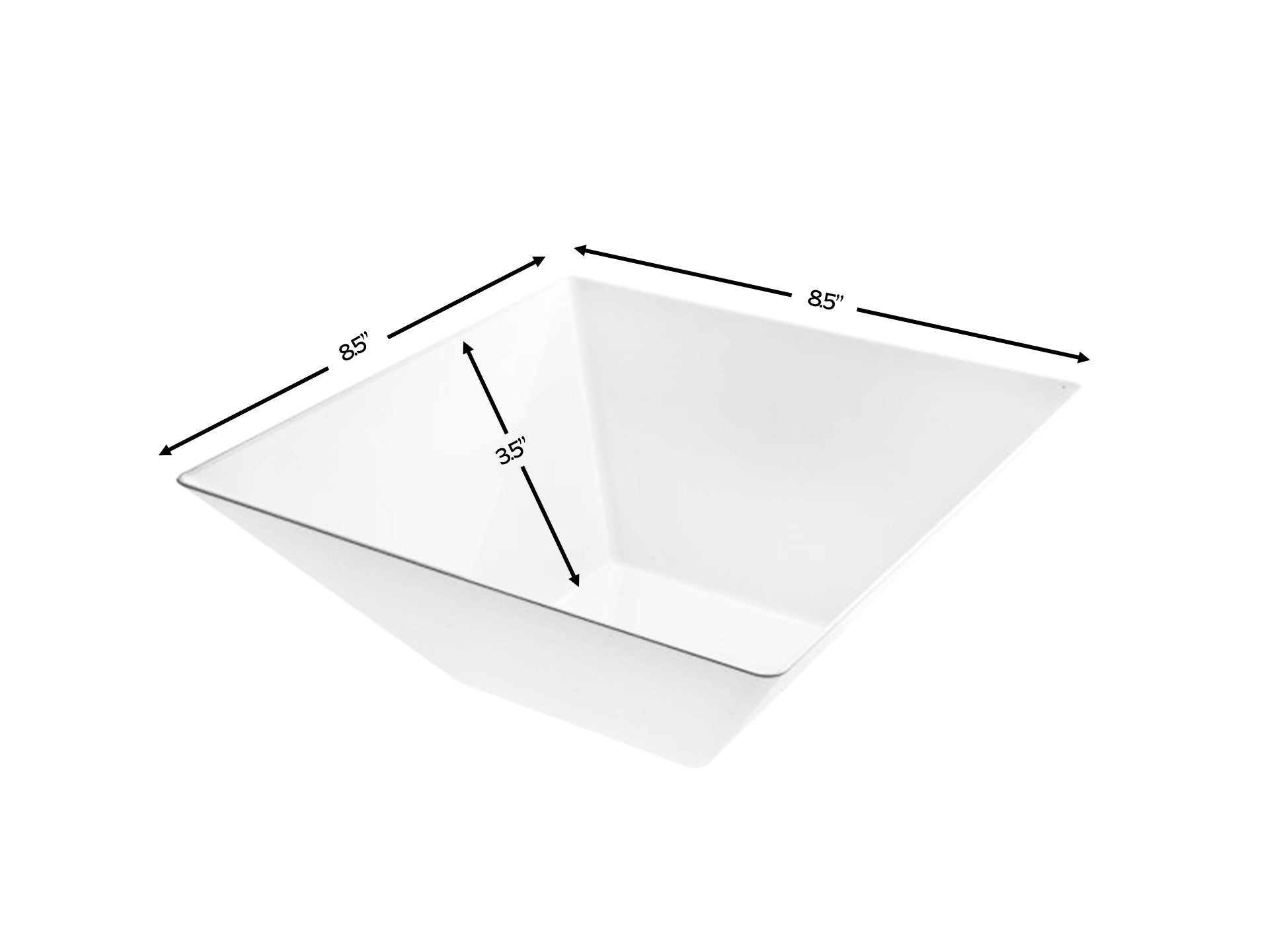 White Plastic Square Salad Bowls - Set of 3 | Durable BPA-Free Serving Bowls for Salads, Snacks & Meal Prep | Perfect for Parties, Picnics & Family Dinners