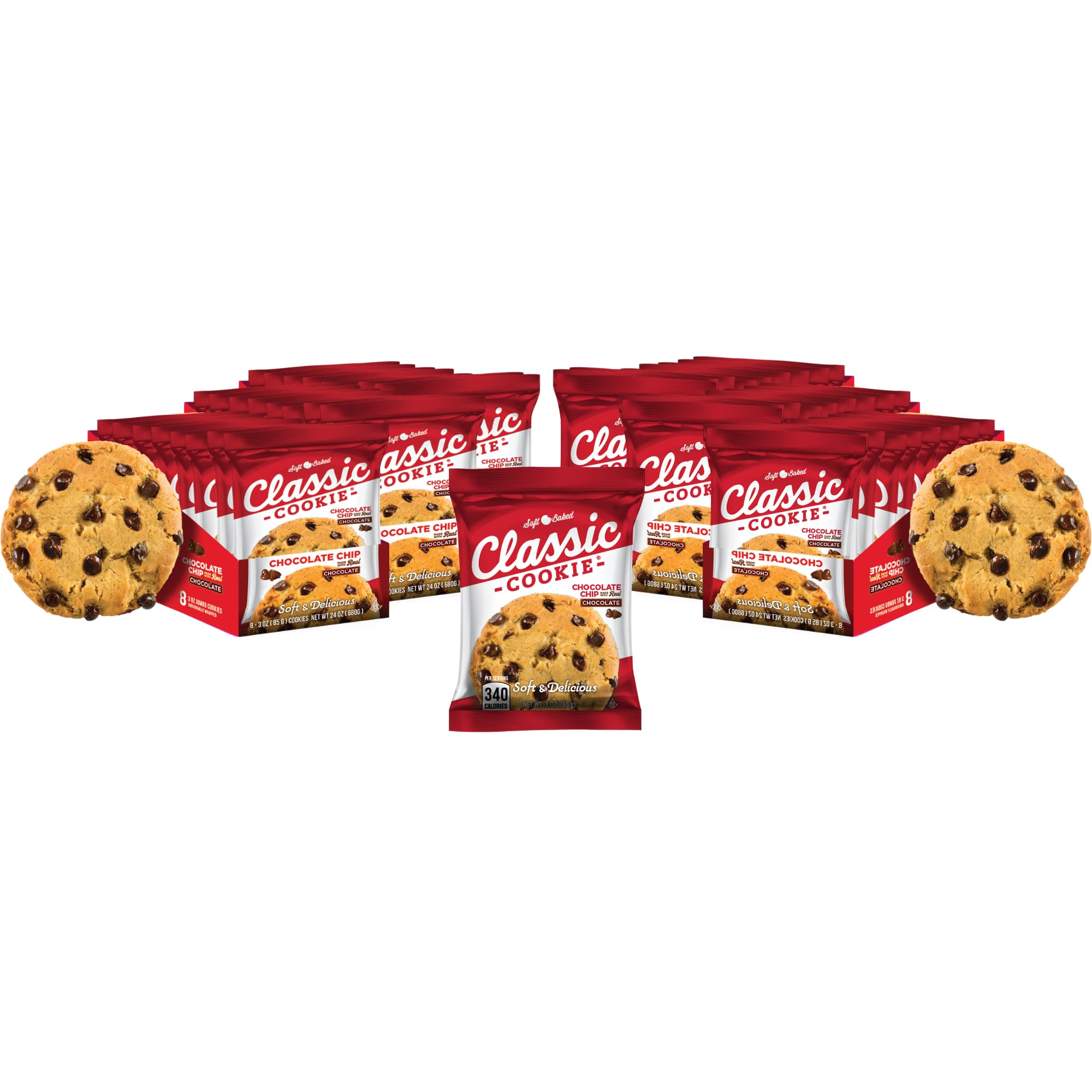 Soft Baked Chocolate Chip Cookies - Classic Homemade Taste, 6 Pack (48 Individually Wrapped Cookies) | Perfect for School Lunches, Office Snacks & Family Gatherings