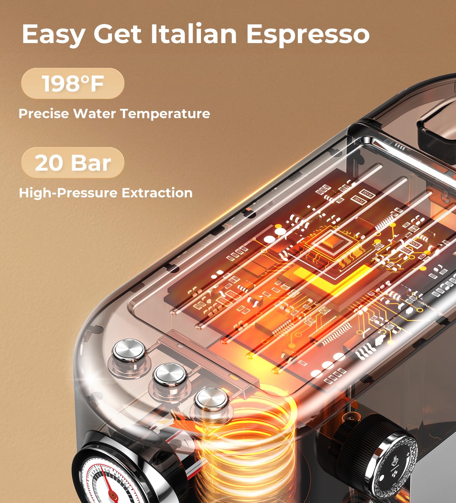 Professional 20 Bar Espresso Machine with Milk Frother - Compact Stainless Steel Coffee Maker for Cappuccino & Latte - Perfect Gift for Coffee Lovers (Silver) | Ideal for Home, Office & Coffee Shops