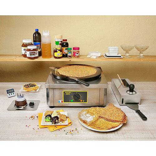Equipex 400E Commercial Electric Crepe Maker - Single Plate Pancake Machine for Restaurants, Cafes & Breakfast Catering - Perfect for Crepes, Pancakes & Tortillas
