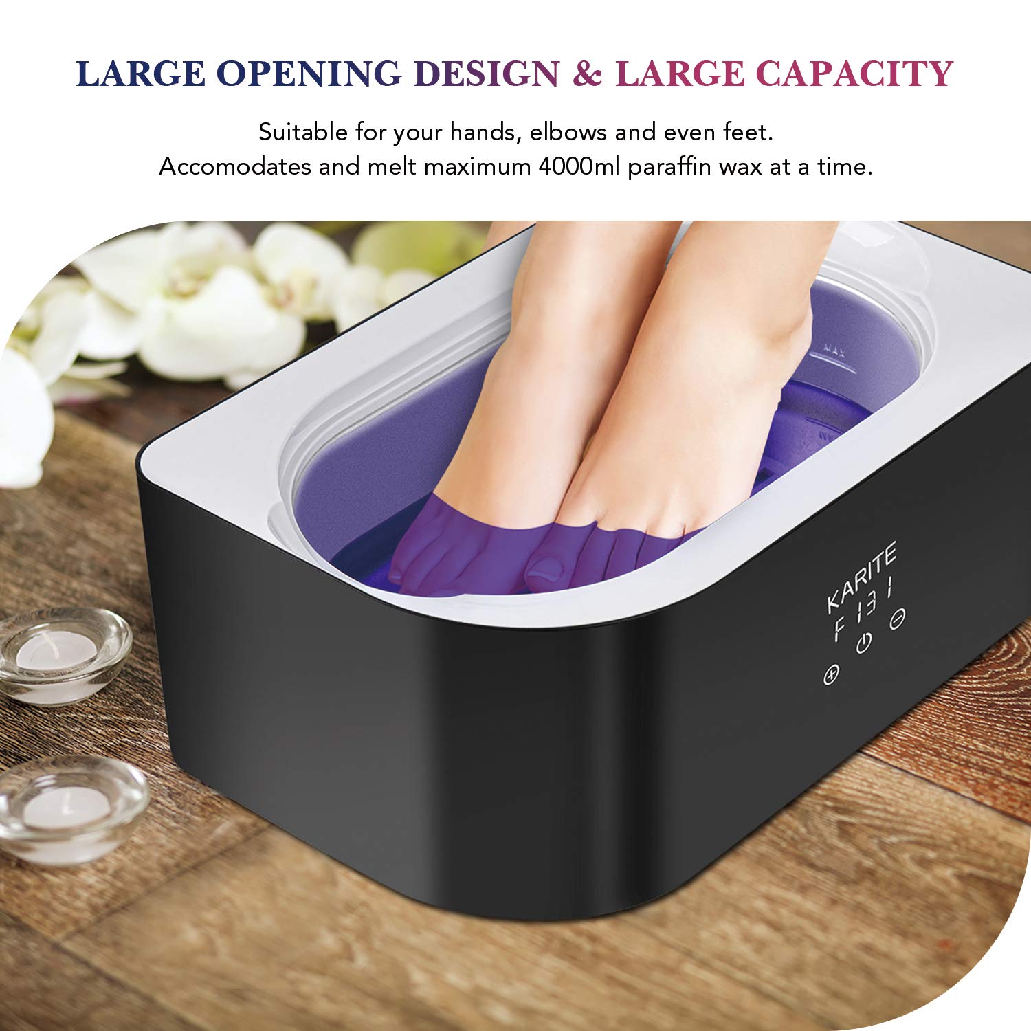 Karite 4000ml Paraffin Wax Bath Warmer Machine for Hands & Feet - Auto Timer & Keep Warm Moisturizing Therapy Kit for Arthritis Pain Relief - Perfect for Home Spa, Nail Salons & Physical Therapy