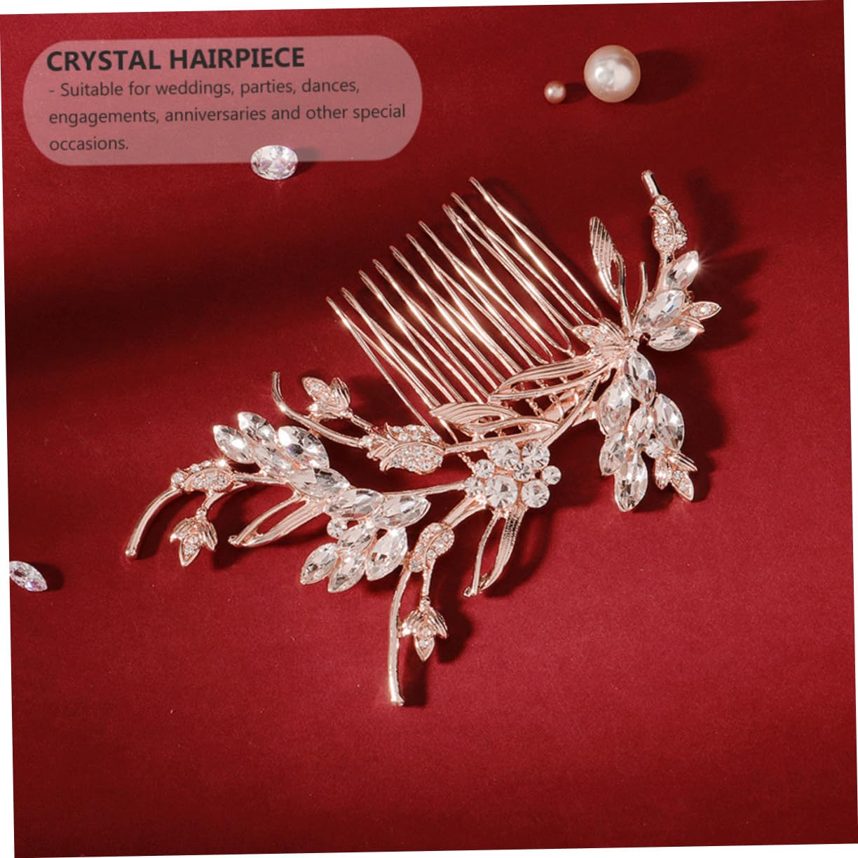 FOMIYES 3-Piece Rhinestone Hair Clips Set - Elegant Crystal Bridal Hair Accessories for Weddings, Alloy Hairpins with Leaves Design - Perfect for Brides, Prom, Parties & Special Occasions