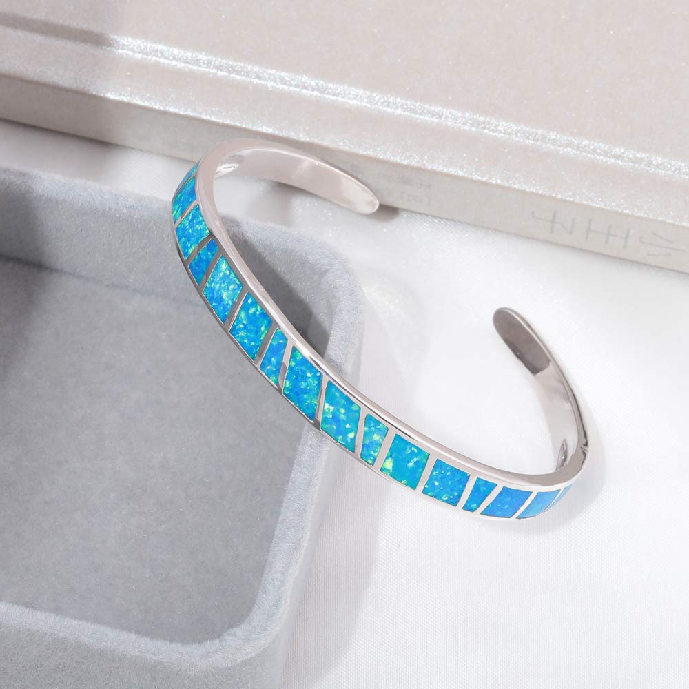 CiNily Women's Gold Plated Opal Cuff Bracelet - Hypoallergenic Gemstone Open Bangle for Ladies | Elegant Jewelry Gift for Birthday, Anniversary & Special Occasions