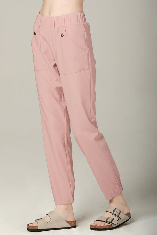 925 Sterling Silver Fit Women's Extra Mile Waterproof Jogger Pants - Petal Pink for Running, Yoga & Outdoor Activities