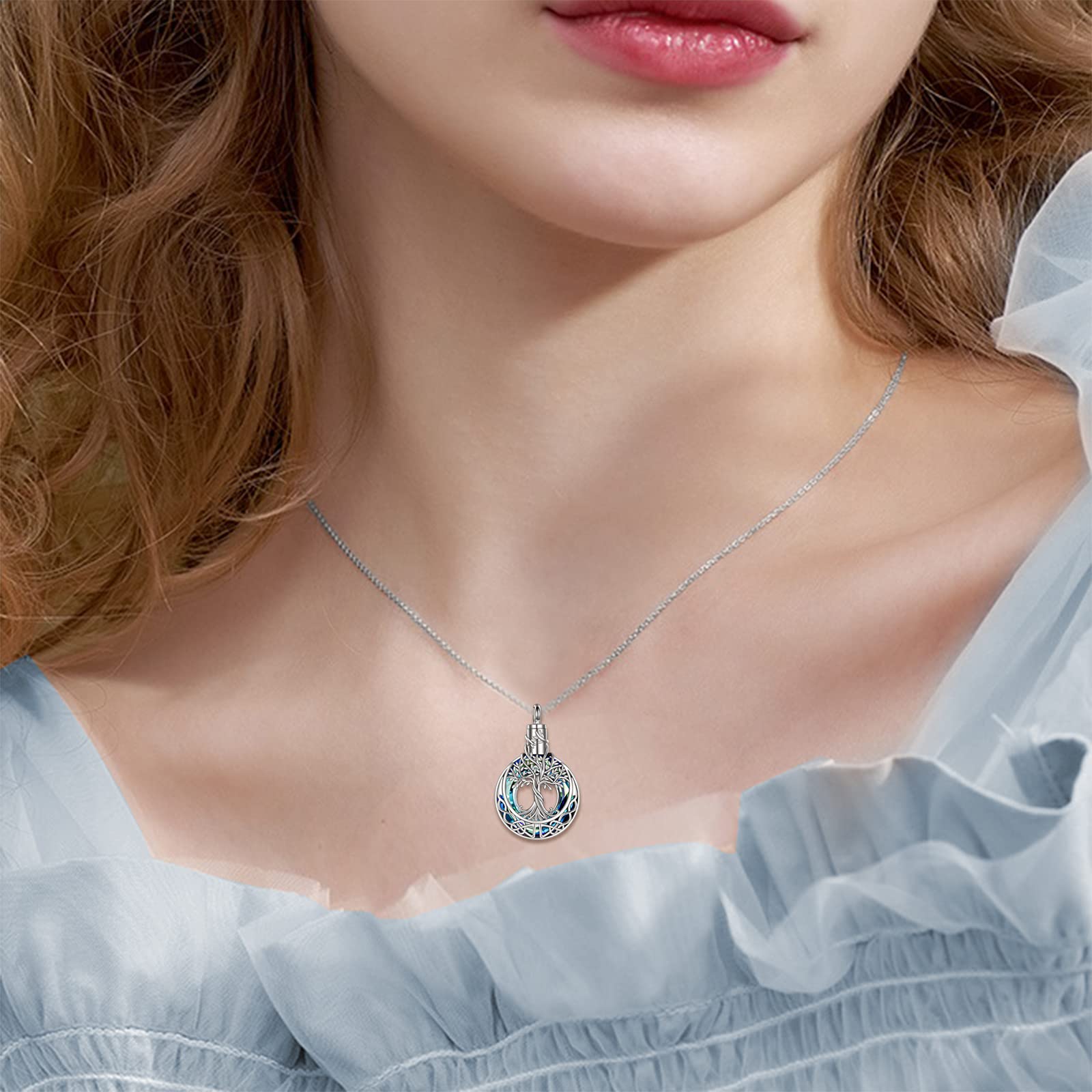 Tree of Life Urn Necklace - 925 Sterling Silver Cremation Jewelry for Ashes with Crystal | Memorial Keepsake for Women & Men | Perfect for Remembrance, Grieving & Honoring Loved Ones