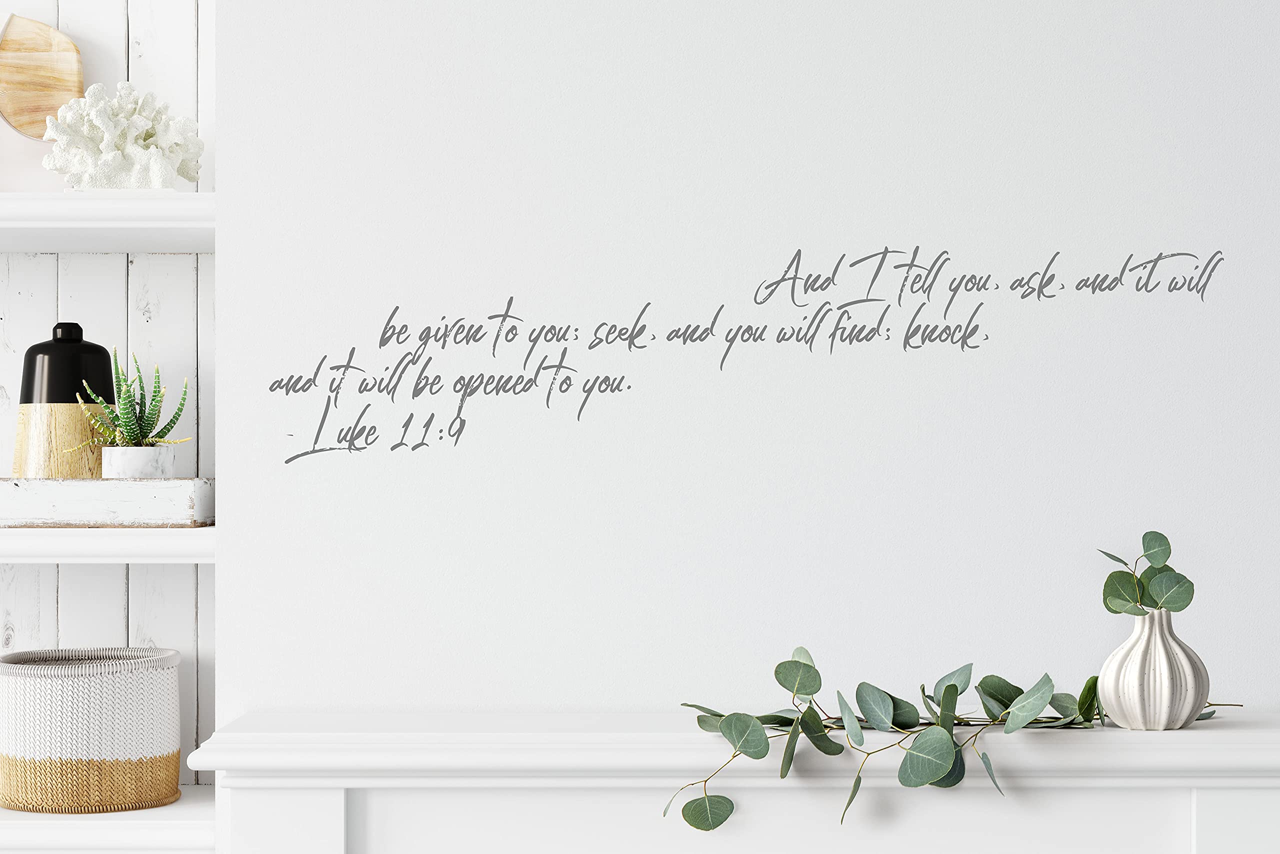 Inspirational Bible Quote Wall Decal - Luke 11:9 for Christian Home Decor