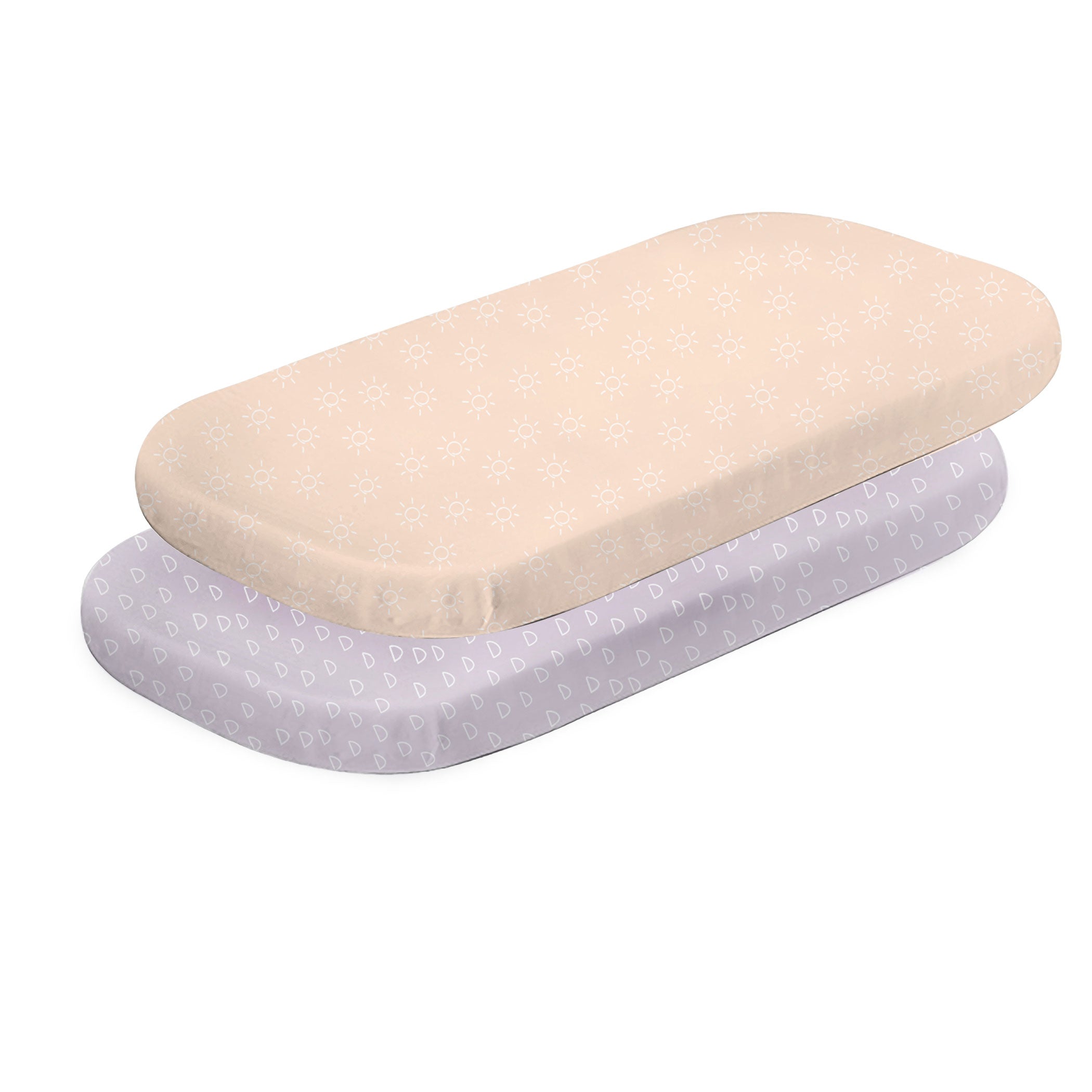 Nordic 2-Pack Jersey Cotton Co-Sleeper & Bedside Crib Fitted Sheets - Soft Peach & Lilac Colors for Baby Nursery & Co-Sleeping Safety