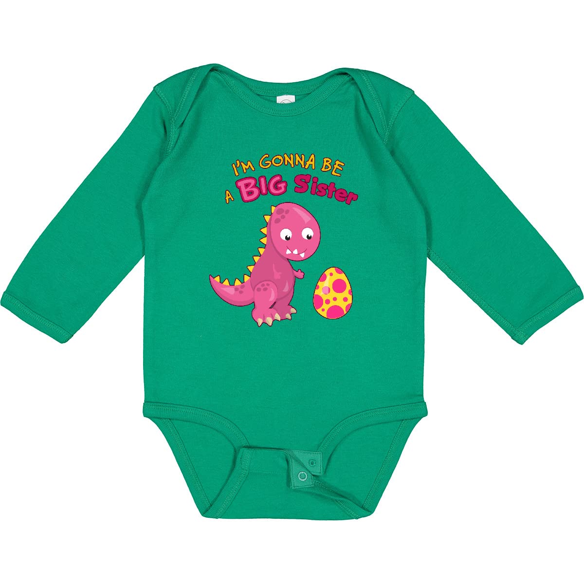 Inktastic Dinosaur Future Big Sister Long Sleeve Baby Bodysuit - Cute Dino Themed Outfit for Toddler Girls & Newborns - Perfect for Sibling Announcement, Birthday Gifts & Family Photos