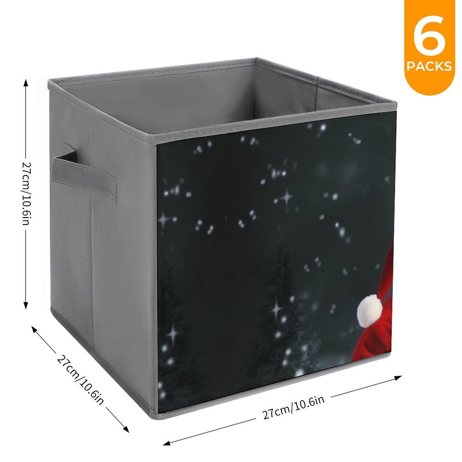 6-Pack Collapsible Santa's Gift Storage Bins with Handles - Large Closet Organizer for Christmas Decor, Clothing & Home Organization | Perfect for Holiday Storage, Bedroom & Closet Organization