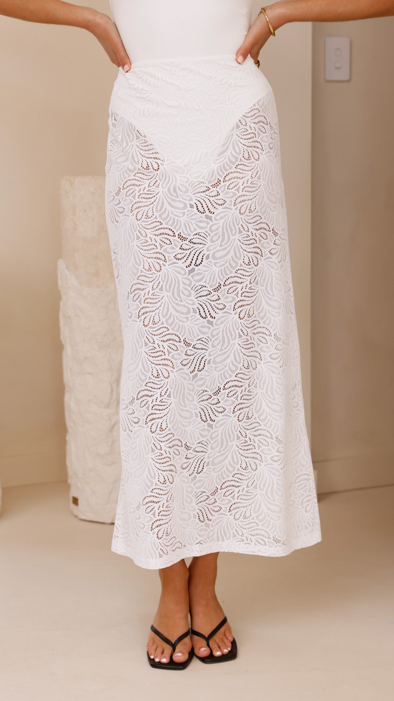Elegant White Louisa Lace Maxi Skirt for Women - Boho Summer Beach Dress, Perfect for Weddings, Parties & Vacation Outfits