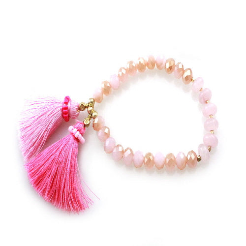 Elegant Glass Bead & Tassel Bracelet for Women - Boho Chic Handmade Jewelry - Perfect for Parties, Weddings & Everyday Wear