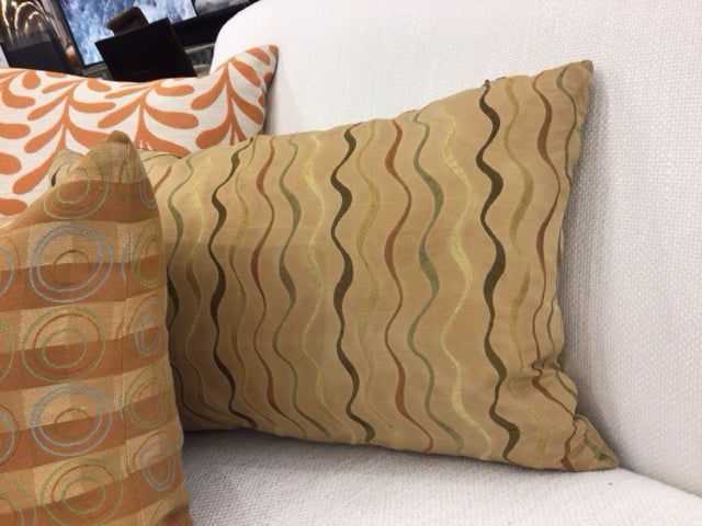 Gold Wave Pattern Lumbar Pillow - Supportive Back Cushion for Office Chair, Car Seat & Sofa - Orthopedic Comfort for Home & Work