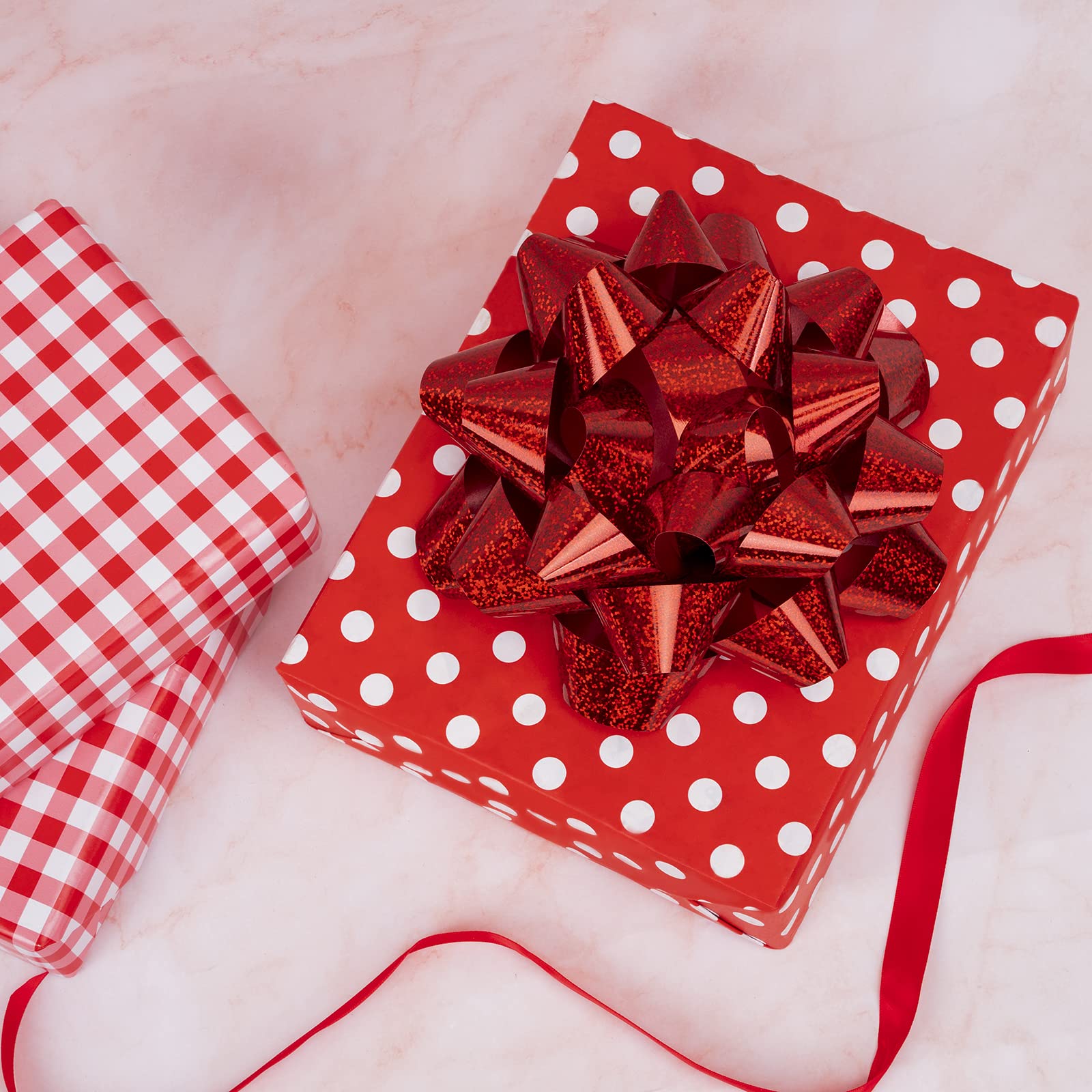 MAYPLUSS 9 Inch Red Gift Bow - Premium Decorative Ribbon for Birthday, Christmas, Holiday & Party Favors - Perfect for Gift Wrapping, Wedding Decorations & DIY Crafts