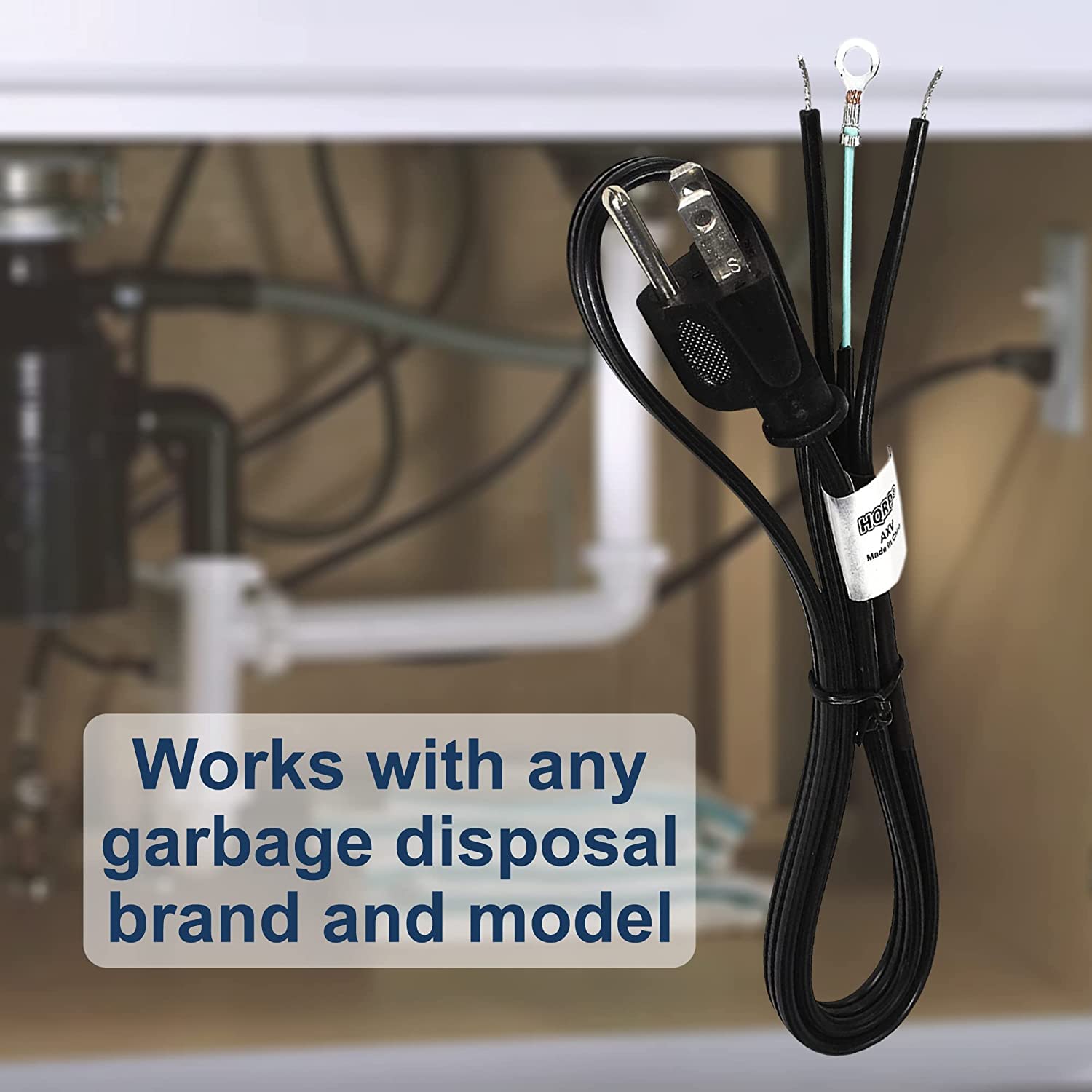 HQRP 2-Pack Garbage Disposal Power Cord Kits - Compatible with InSinkErator CRD-00 Replacement for Badger, Compact, Cover-Control-Plus, Essential, Excel, Select, Select Plus, Septic Assist, SupremeSS - Perfect for Kitchen Sink Installation & Waste Disposal System Repair