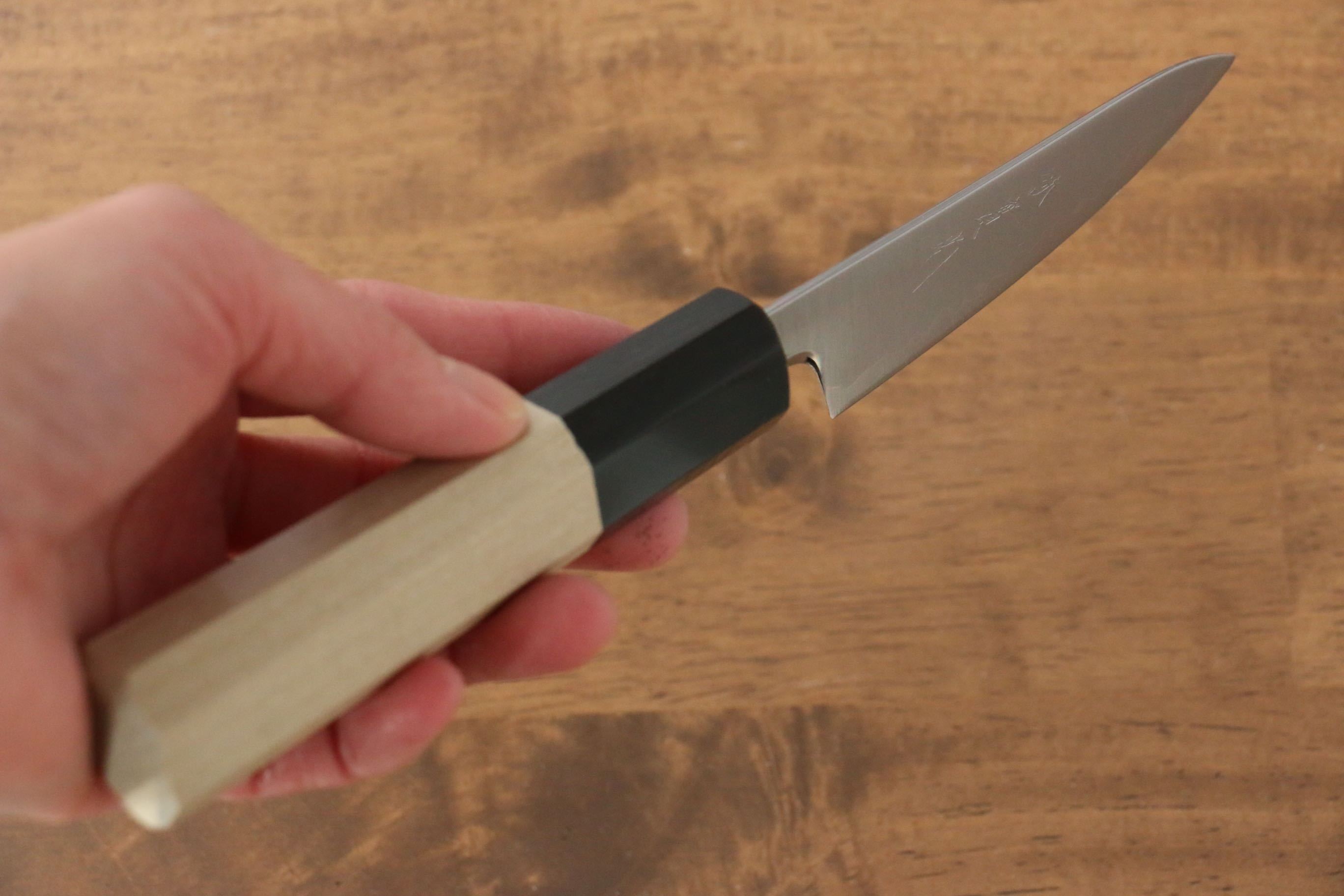 Premium Jikko SG2 Petty Utility Knife 80mm - Japanese Magnolia Wood Handle - Perfect for Slicing Fruits, Vegetables & Small Ingredients in Home Kitchen & Professional Cooking