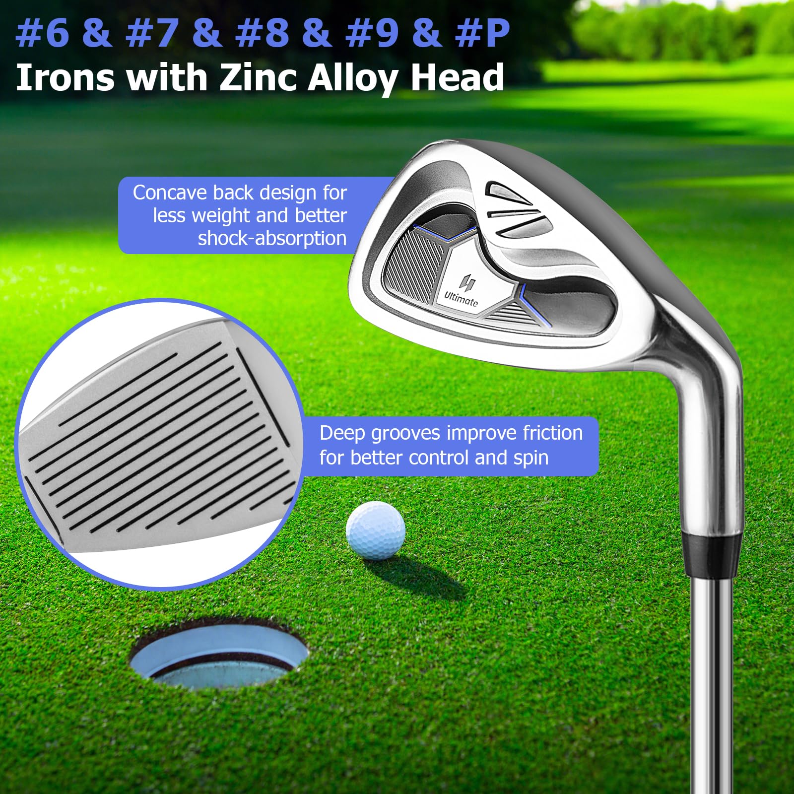 GYMAX Complete 12/14-Piece Right-Handed Golf Club Set for Men - Includes #1 Driver, #3 Fairway, #4 Hybrid, 6-9 Irons, Putter & Head Covers - Perfect for Beginners & Intermediate Golfers - Ideal for Driving Range, Course Play & Practice Sessions