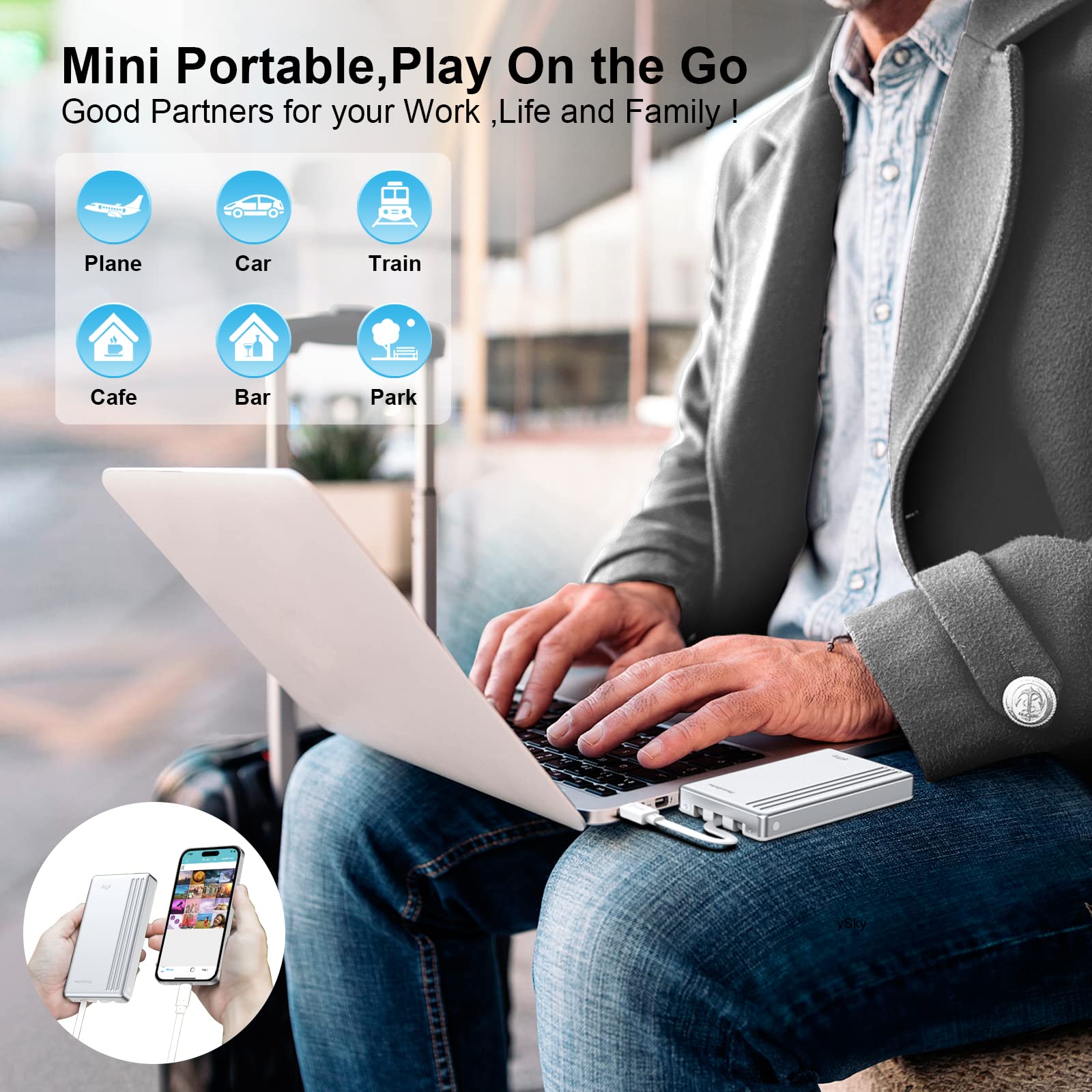 1TB MFi Certified Portable External Hard Drive for iPhone, iPad, MacBook - USB-C/USB Storage Device with One-Touch Backup | Expand Memory for iOS, Android & Windows PC | Perfect for Travel, Work & Photo Storage