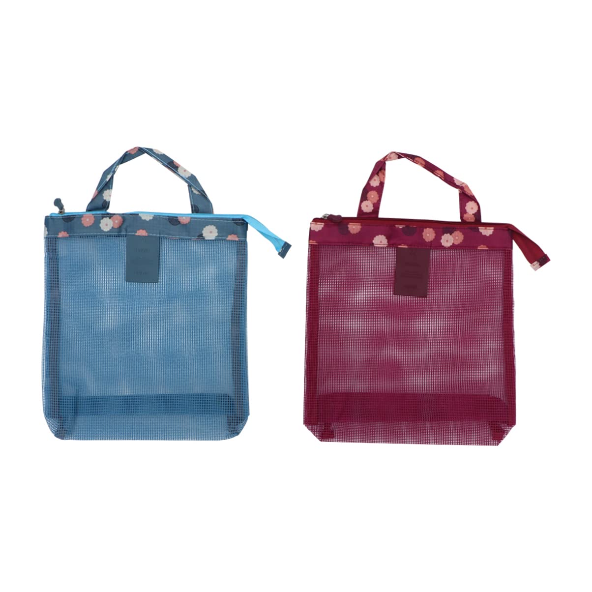 Hemoton 2-Pack Zippered Mesh Beach Tote Bags - Durable Shell Collecting Bags for Women & Kids, Perfect for Beachcombing, Vacation Travel, and Carrying Toys - Waterproof & Lightweight