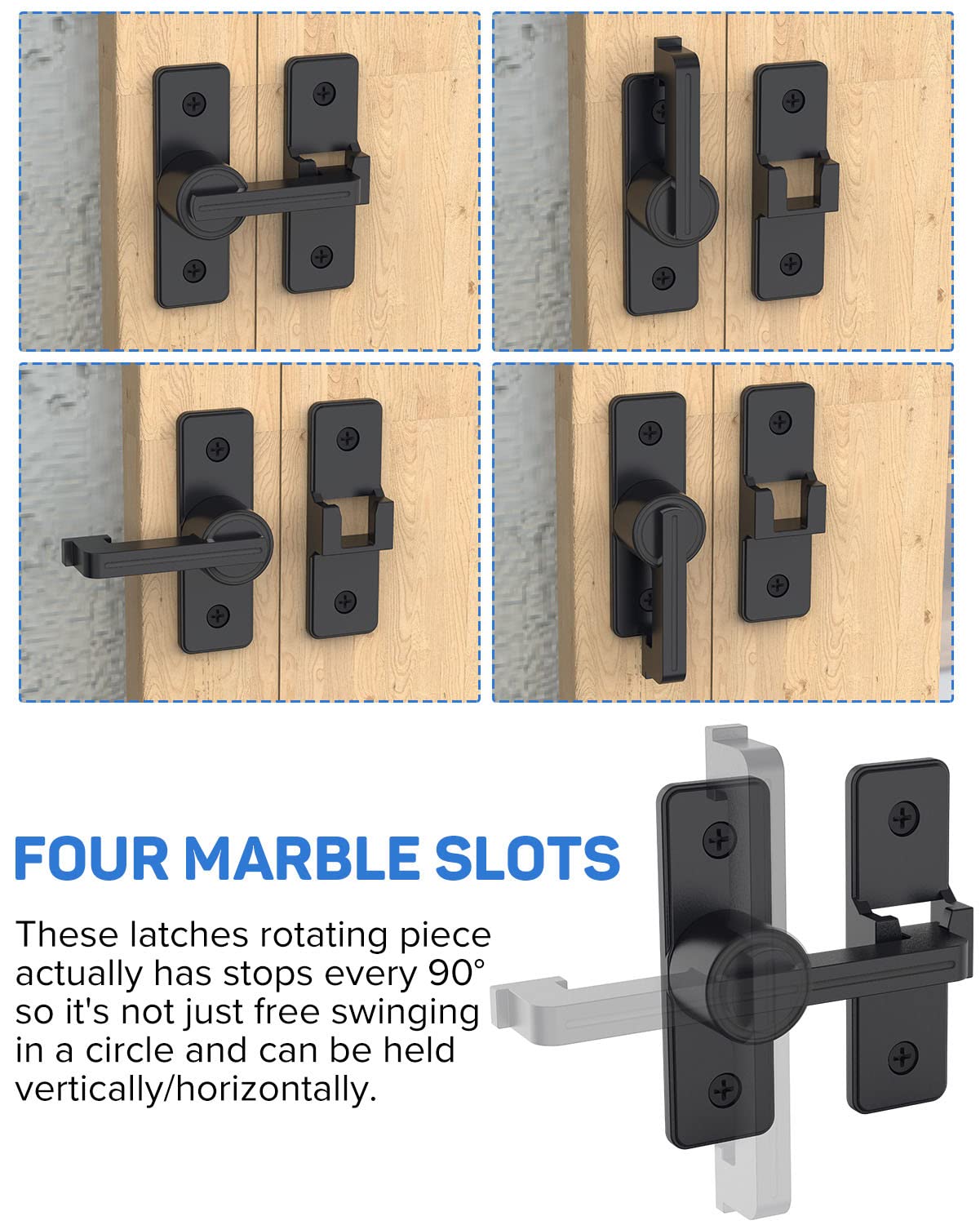 Heavy Duty Zinc Alloy Barn Door Lock - 3.8mm Flip Latch Safety Bolt for Sliding & Swing Doors - Secure Shed, Garage, Yard & Bathroom - Matt Black (2 Pack) - Ideal for Home Security & Privacy Protection